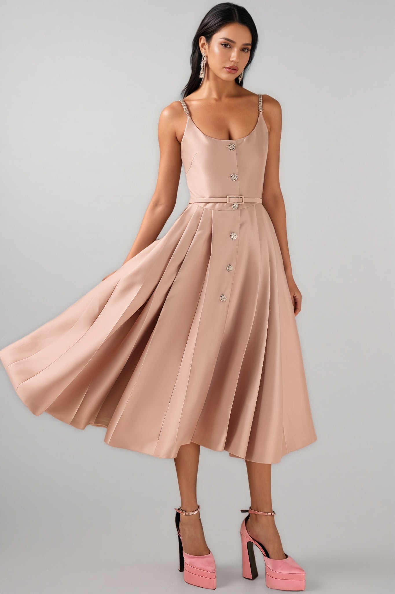 Josia Rhinestone Sleeveless Midi Dress - View 4
