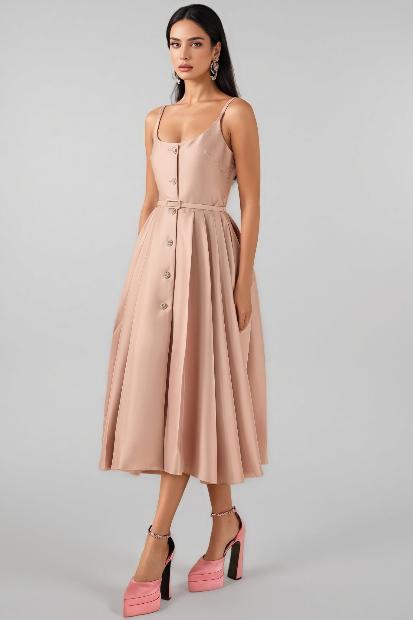 Josia Rhinestone Sleeveless Midi Dress - View 5