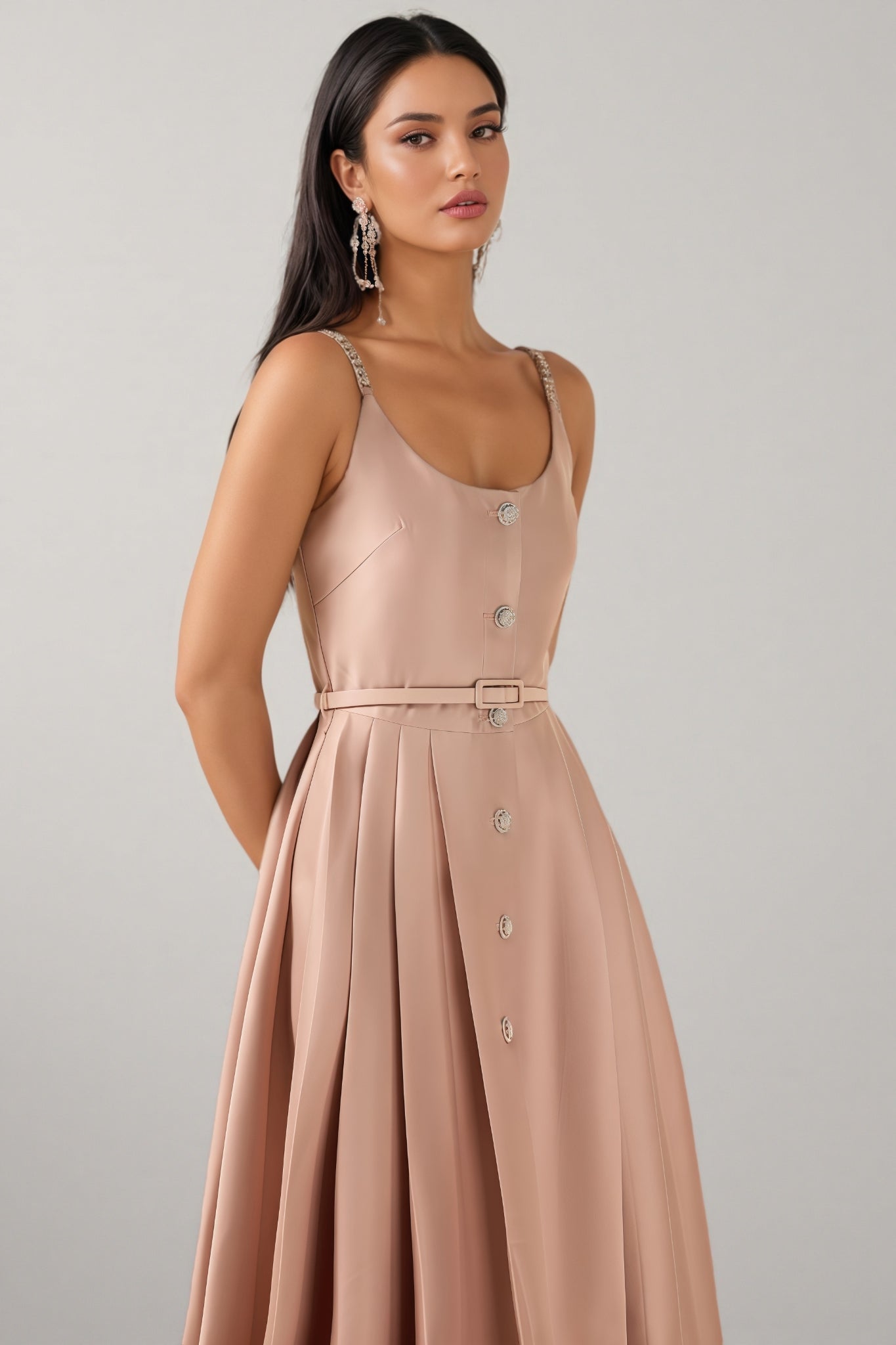 Josia Rhinestone Sleeveless Midi Dress - View 2
