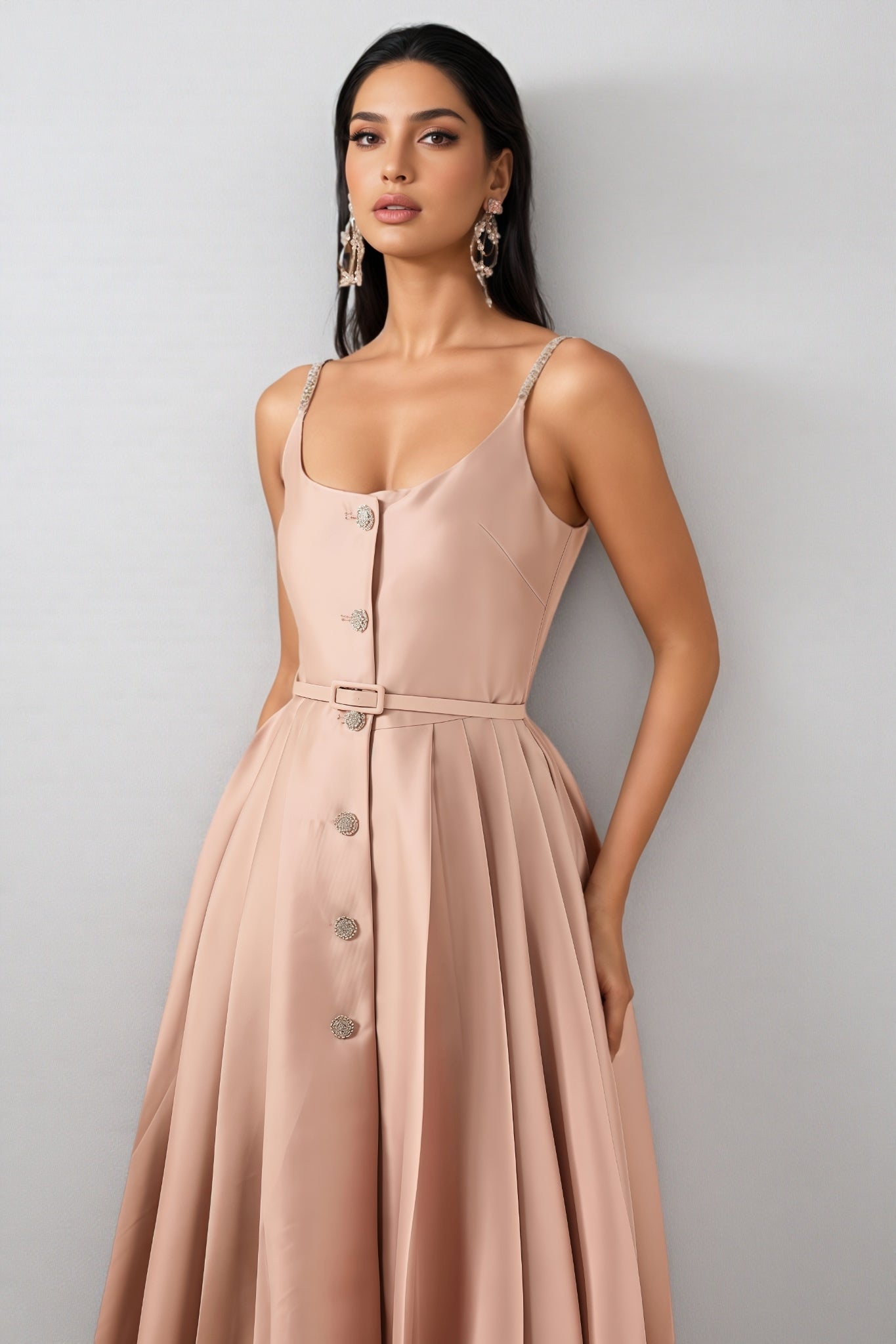 Josia Rhinestone Sleeveless Midi Dress - View 3