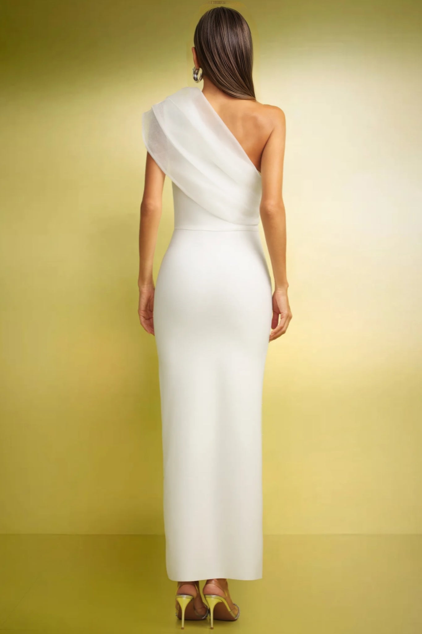 Nesya One Shoulder Diamond Slim Bandage Maxi Dress - View 5
