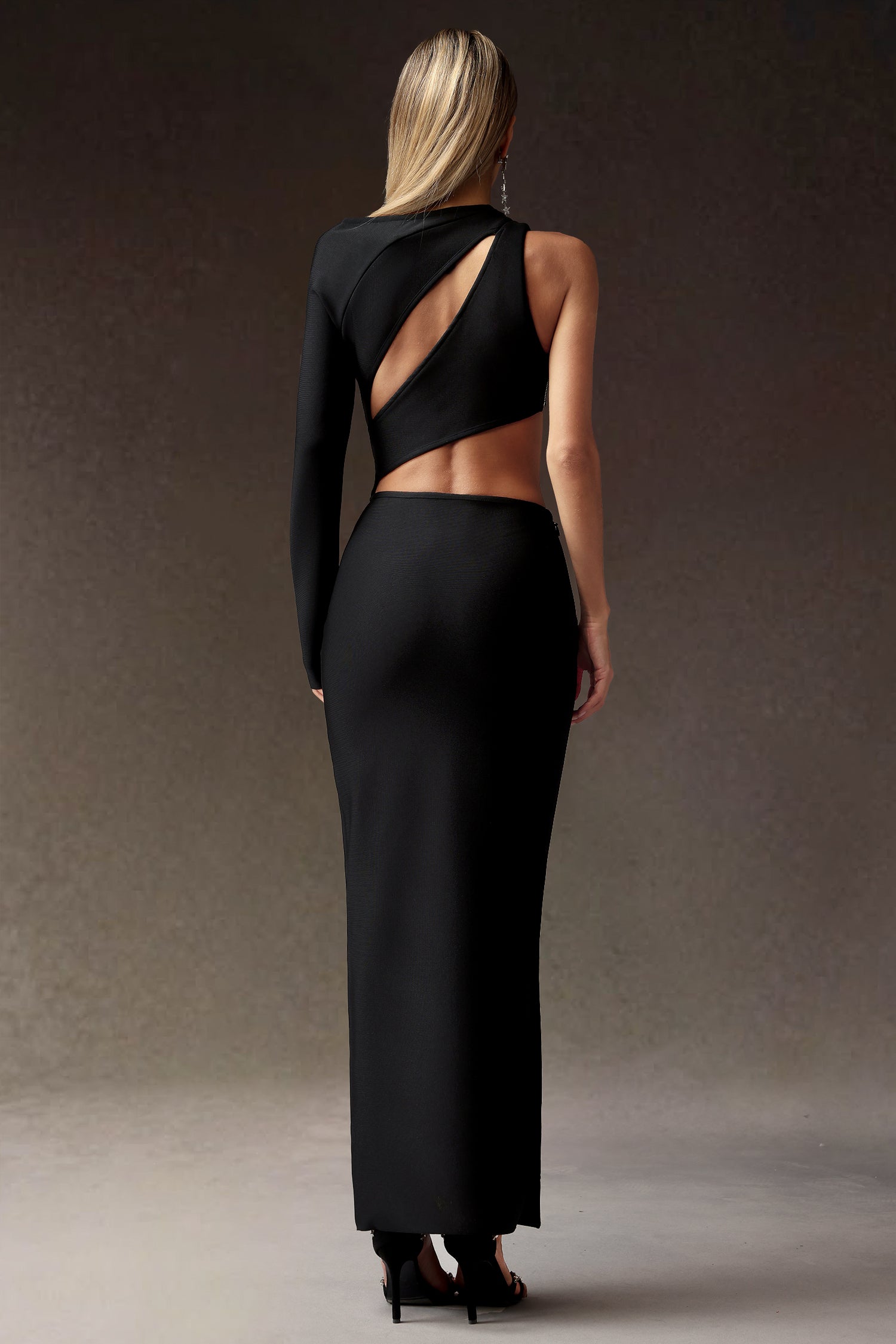 Slit One Shoulder Slim Hollowed-out Bandage Maxi Dress - View 6