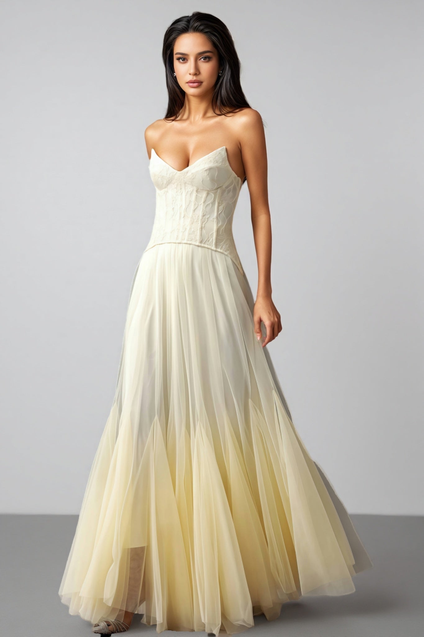 Korih lace Strapless Corset Maxi Dress - View 2