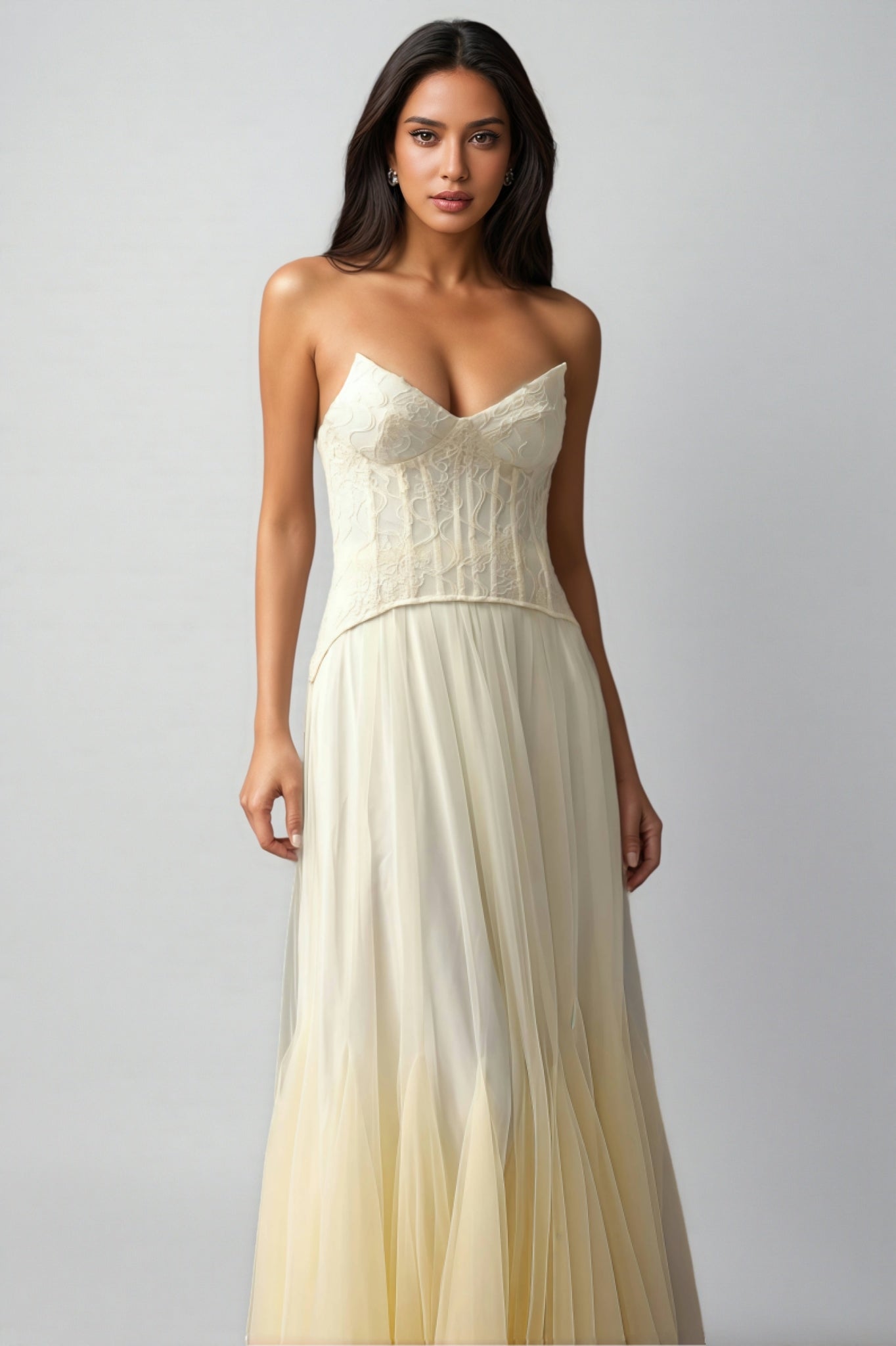 Korih lace Strapless Corset Maxi Dress - View 3