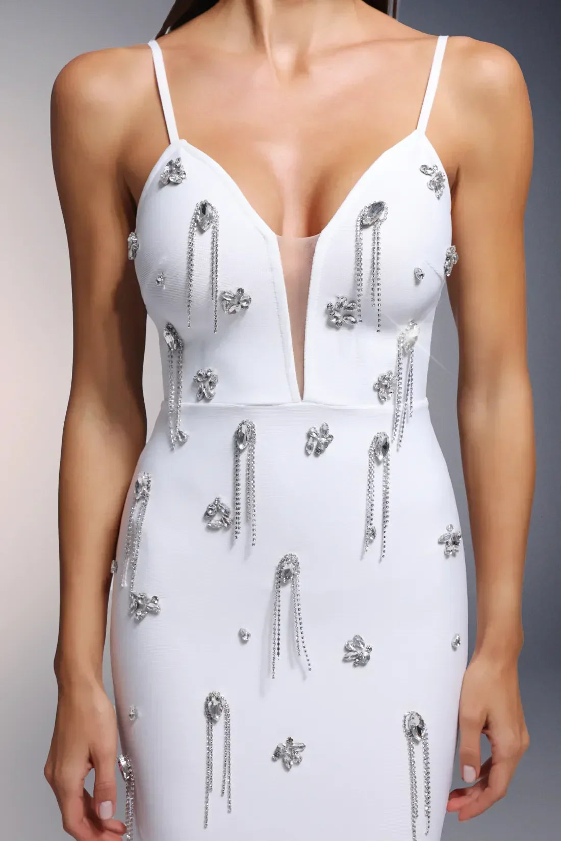 Nerila White Sequin White Party Dress
