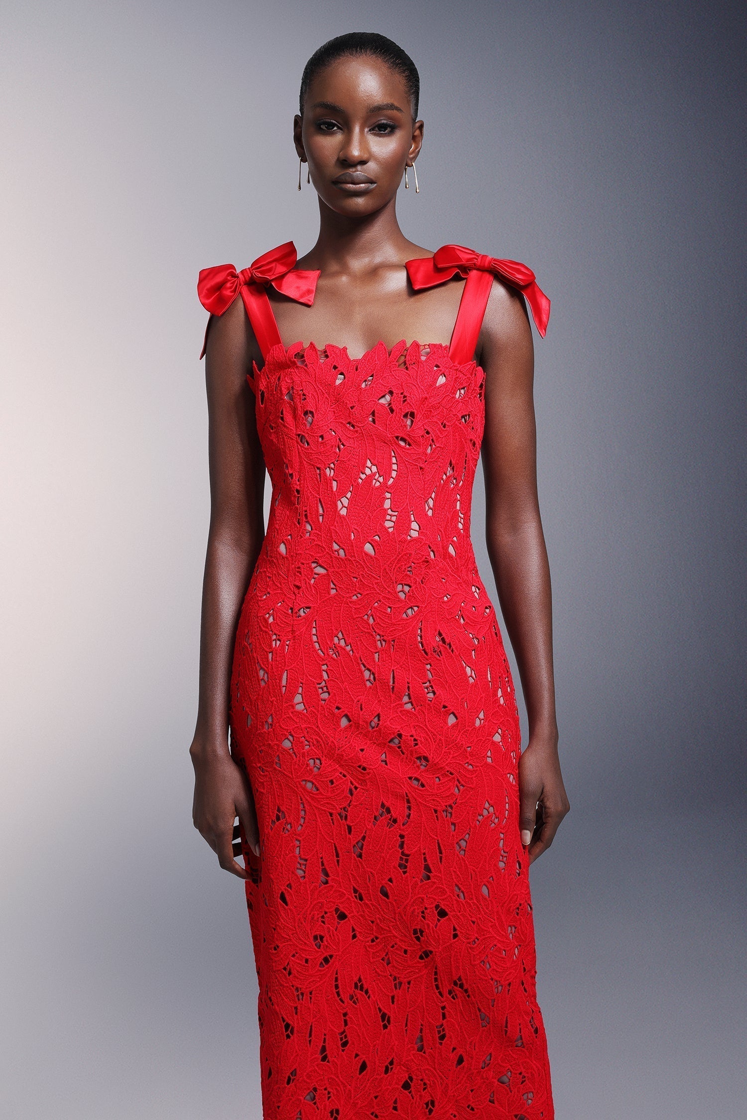 Bows Lace Sleeveless Maxi Dress - View 2