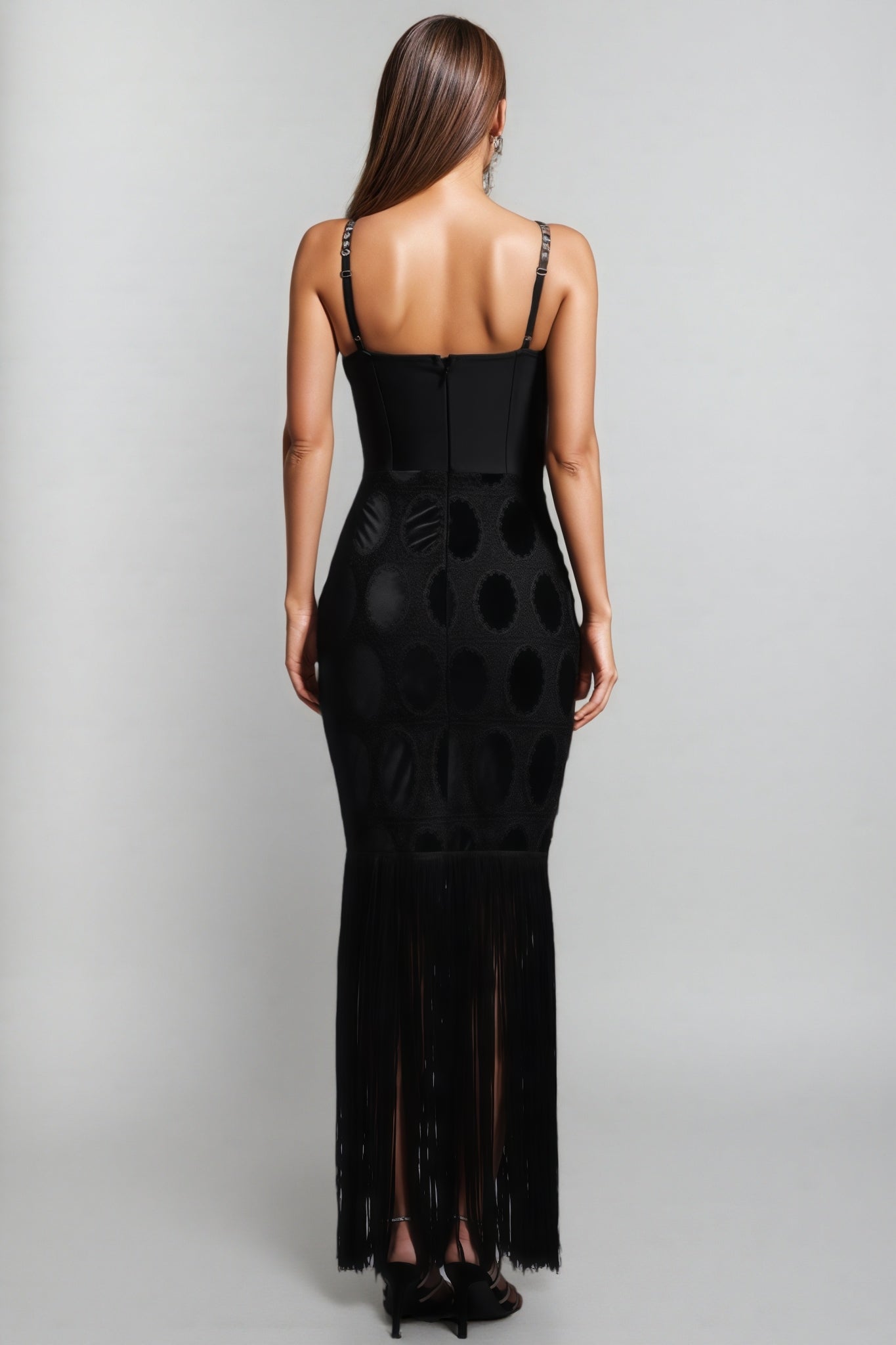Jorvilp lace Sleeveless Tassels Diamond Maxi Dress - View 5