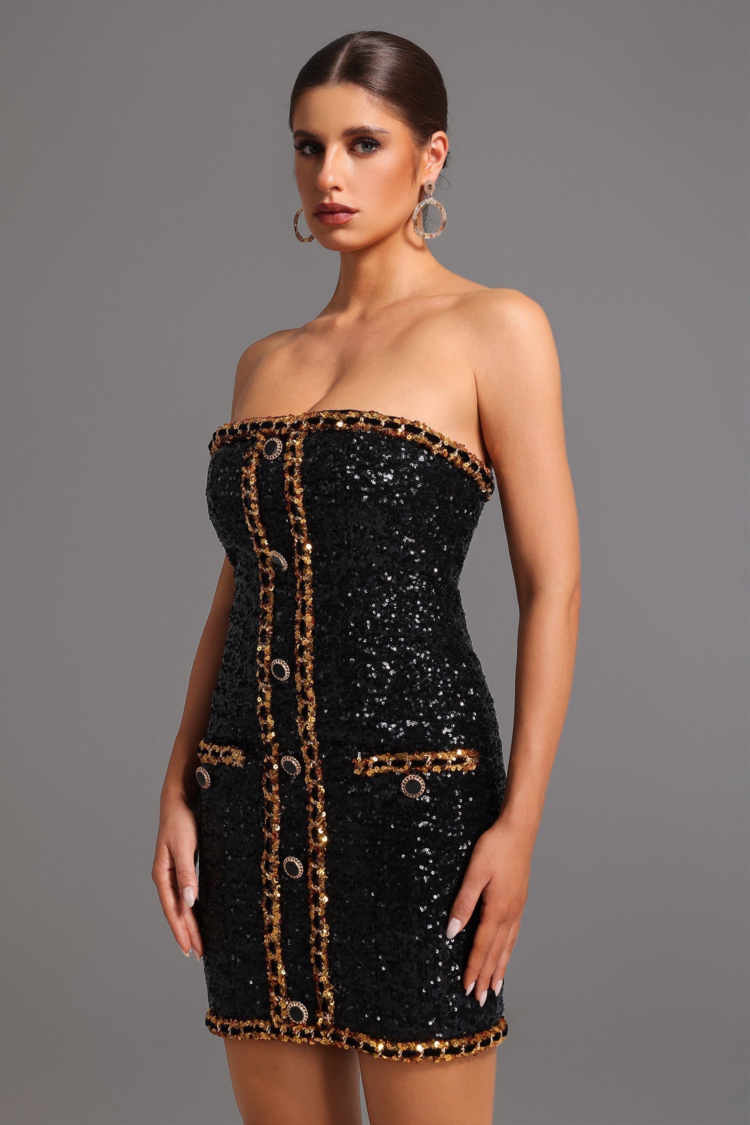 Strapless Sequins Mini Dress