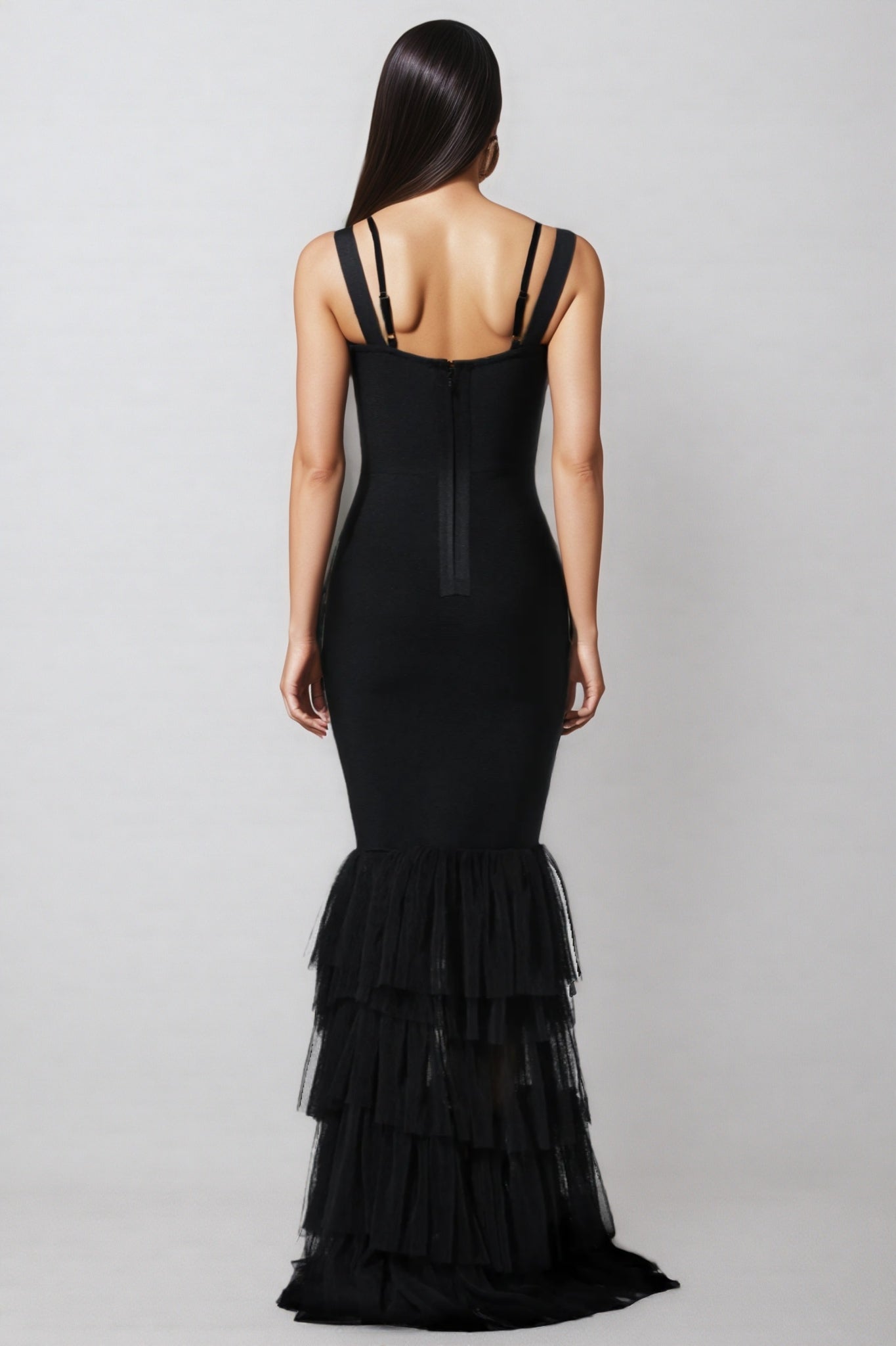 Rheak Fish Tail Mesh Yarn Bandage Maxi Dress - View 5