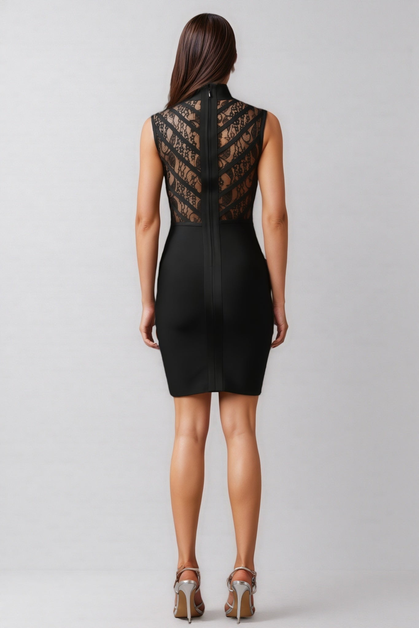 Zaroe Round Collar Sleeveless Lace Bandage Mini Dress - View 5