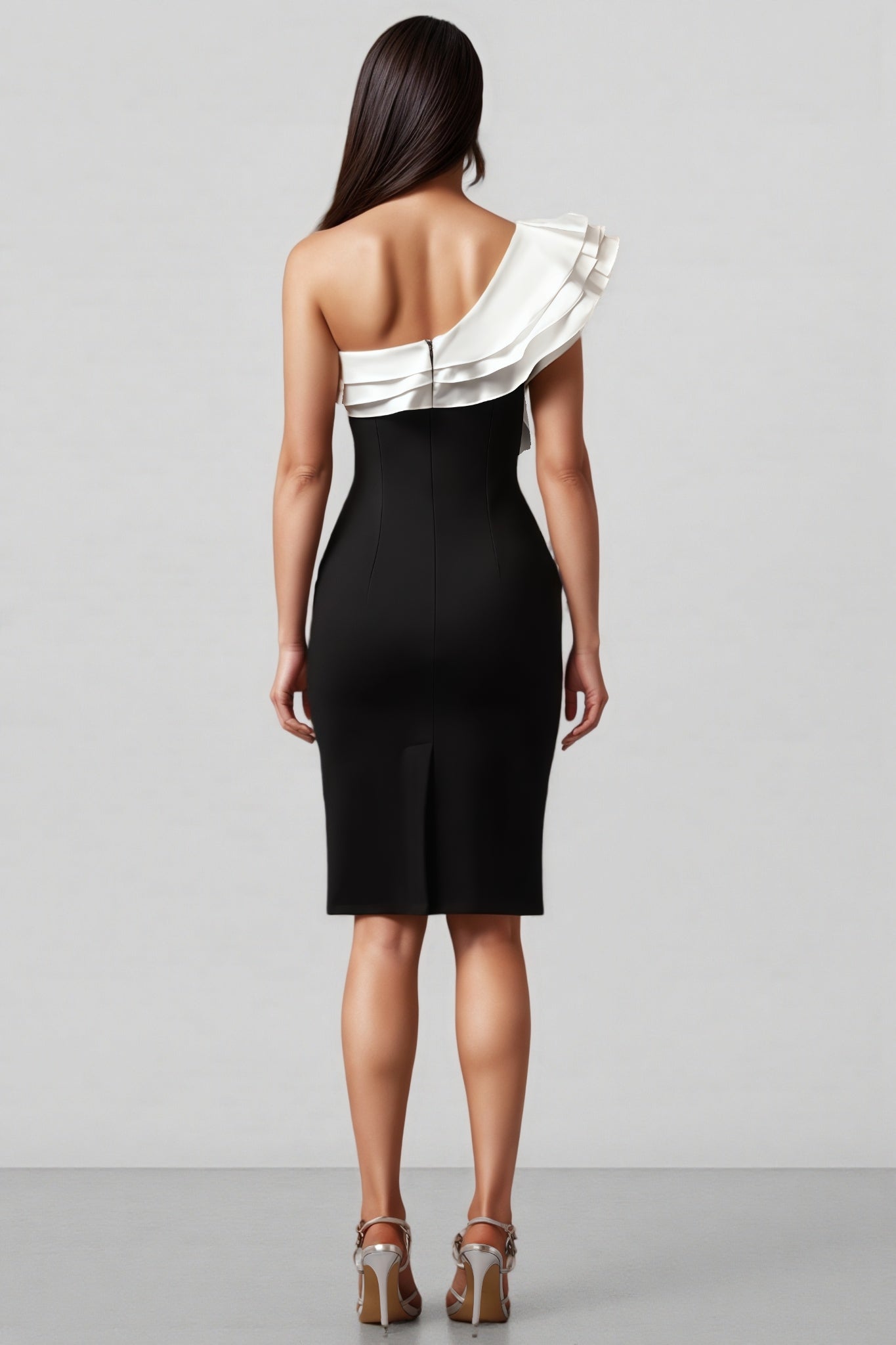 Jodinin One Shoulder Flounce Bandage Mini Dress - View 5