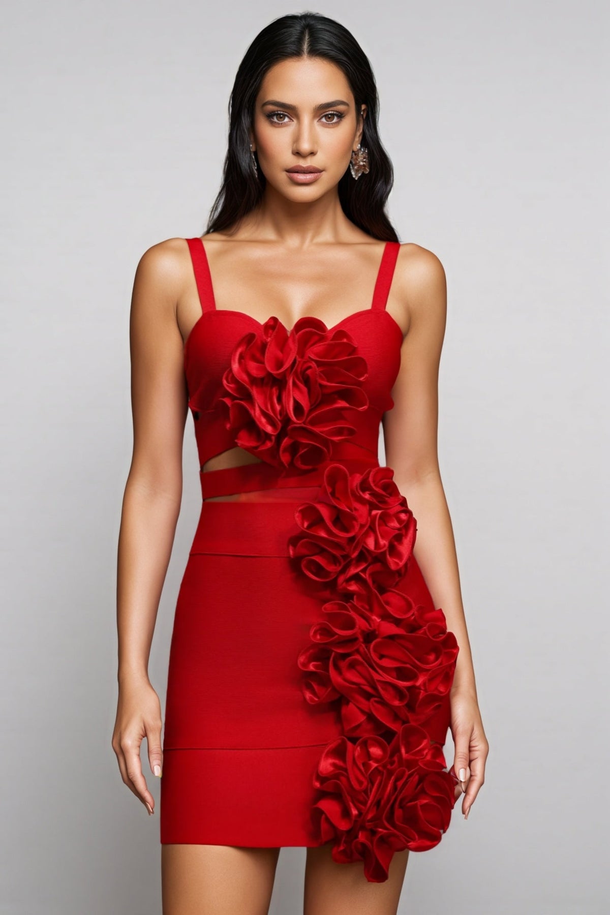 Bandage 3D Floral Cut Out Mini Dress - View 2
