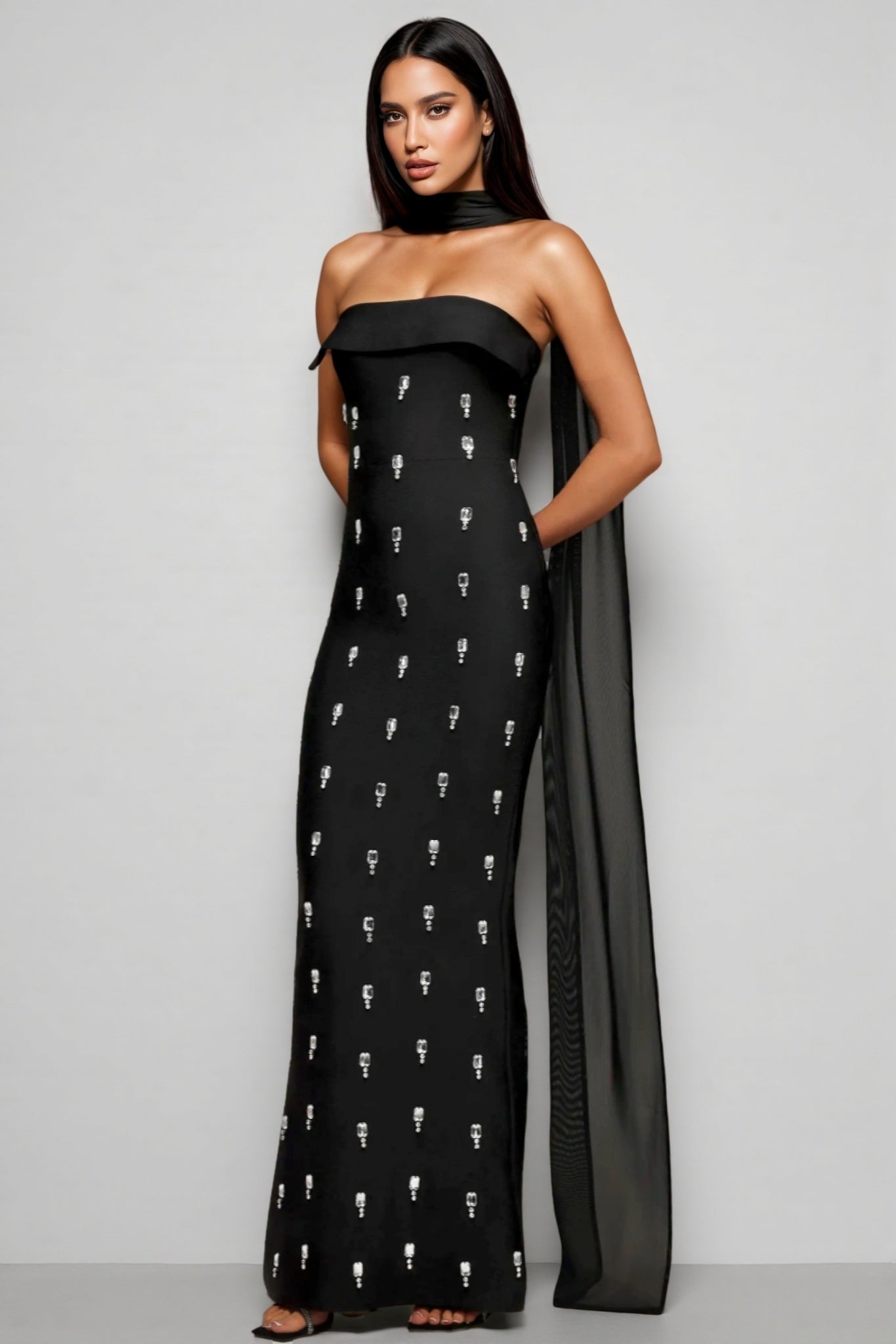 Pravk Strapless Diamond-Embellished Maxi Dress - View 2