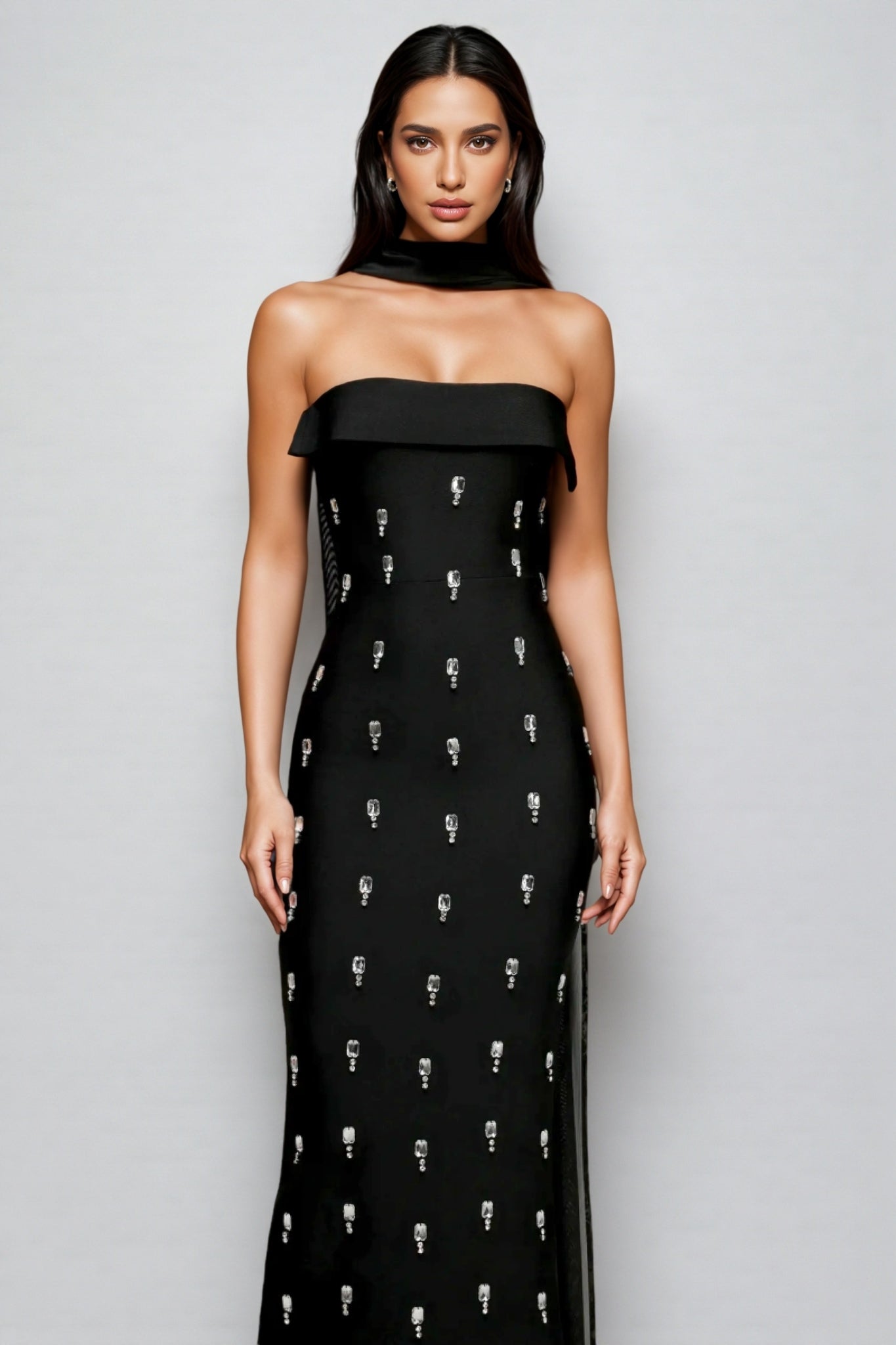 Pravk Strapless Diamond-Embellished Maxi Dress - View 4