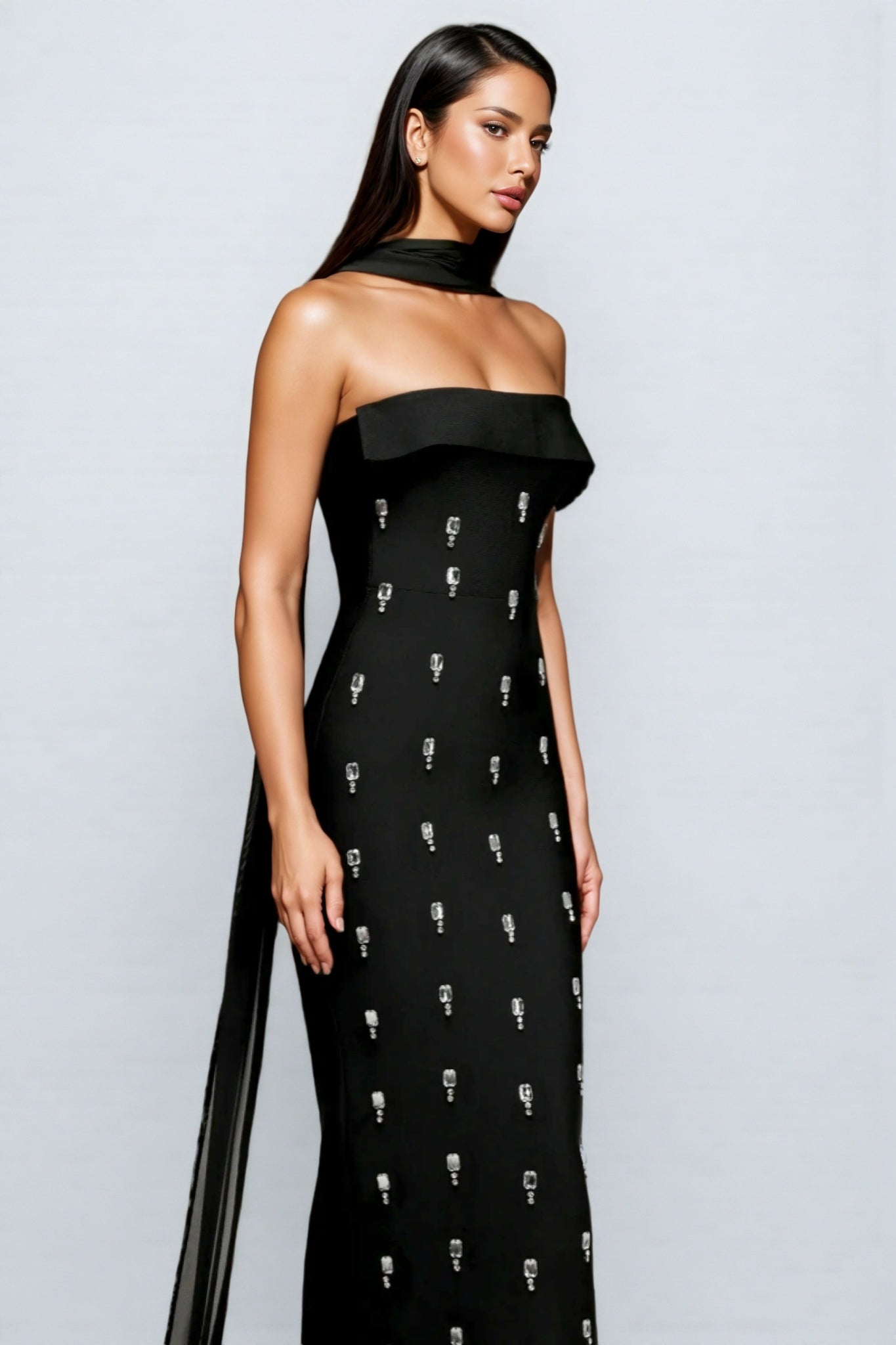 Pravk Strapless Diamond-Embellished Maxi Dress - View 5