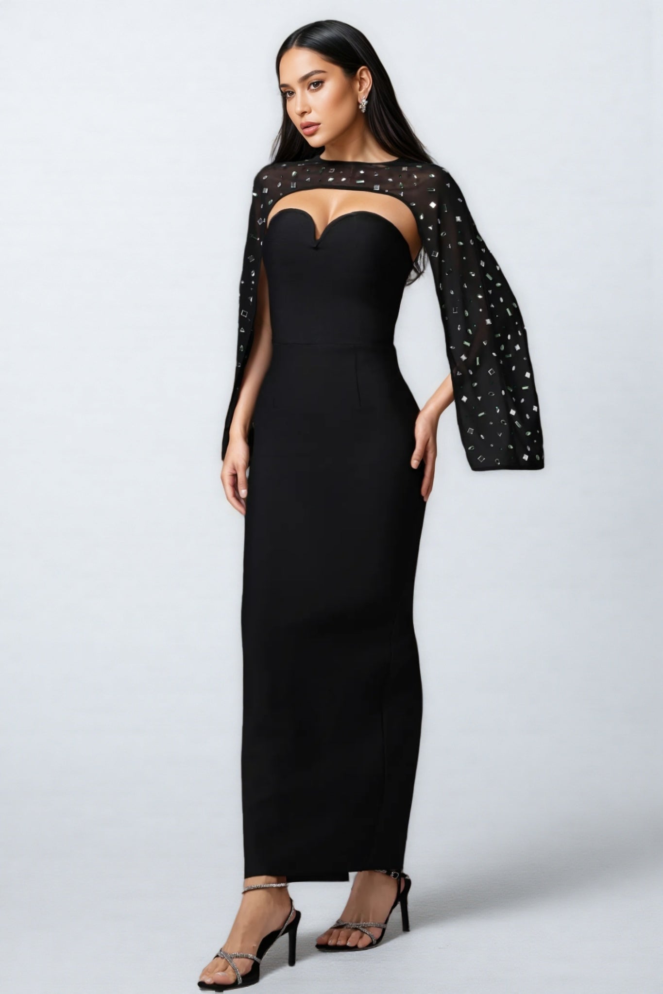 Trudie V-Neck Sleeveless Diamond Maxi Dress - View 4