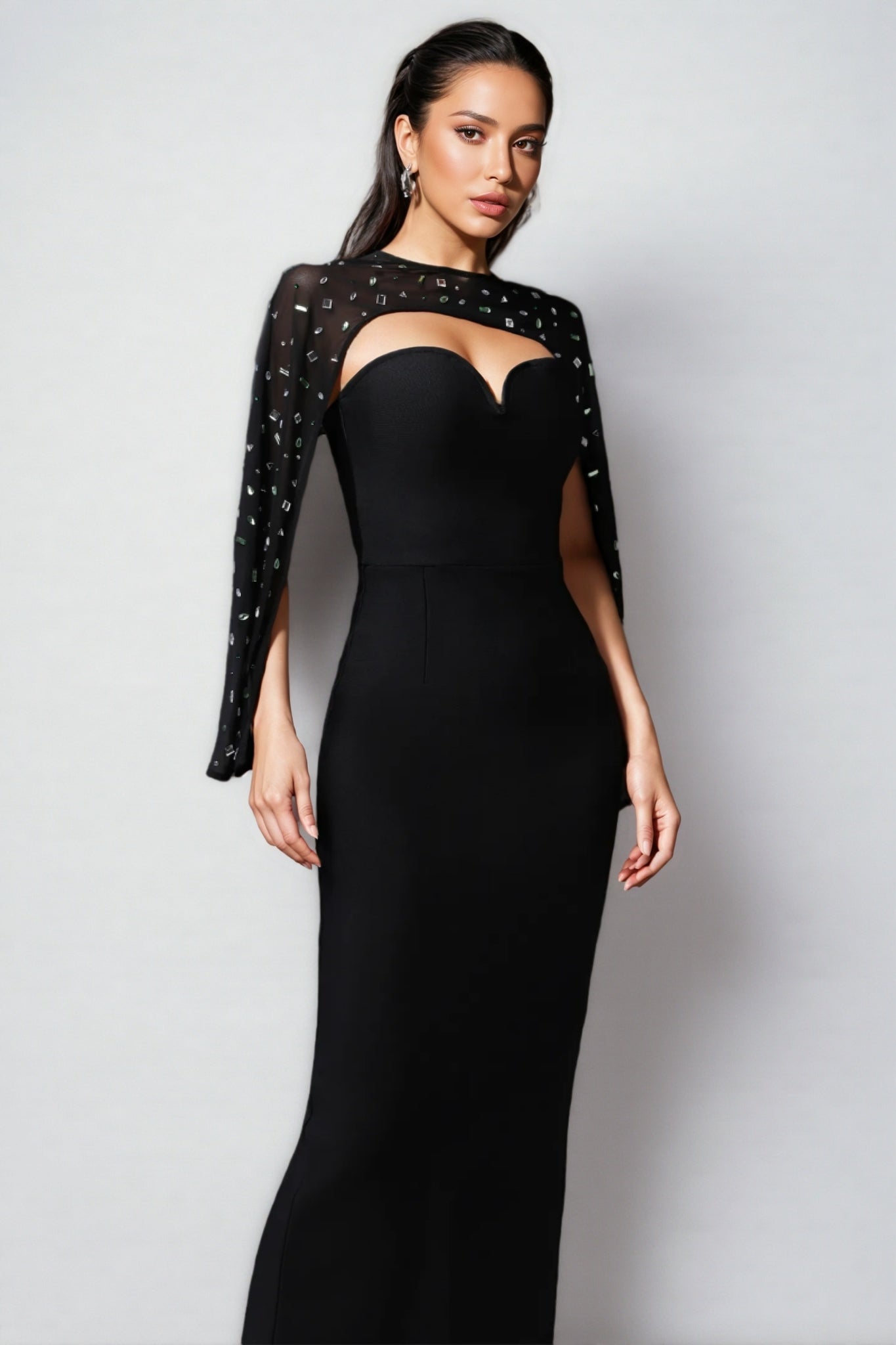 Trudie V-Neck Sleeveless Diamond Maxi Dress - View 3
