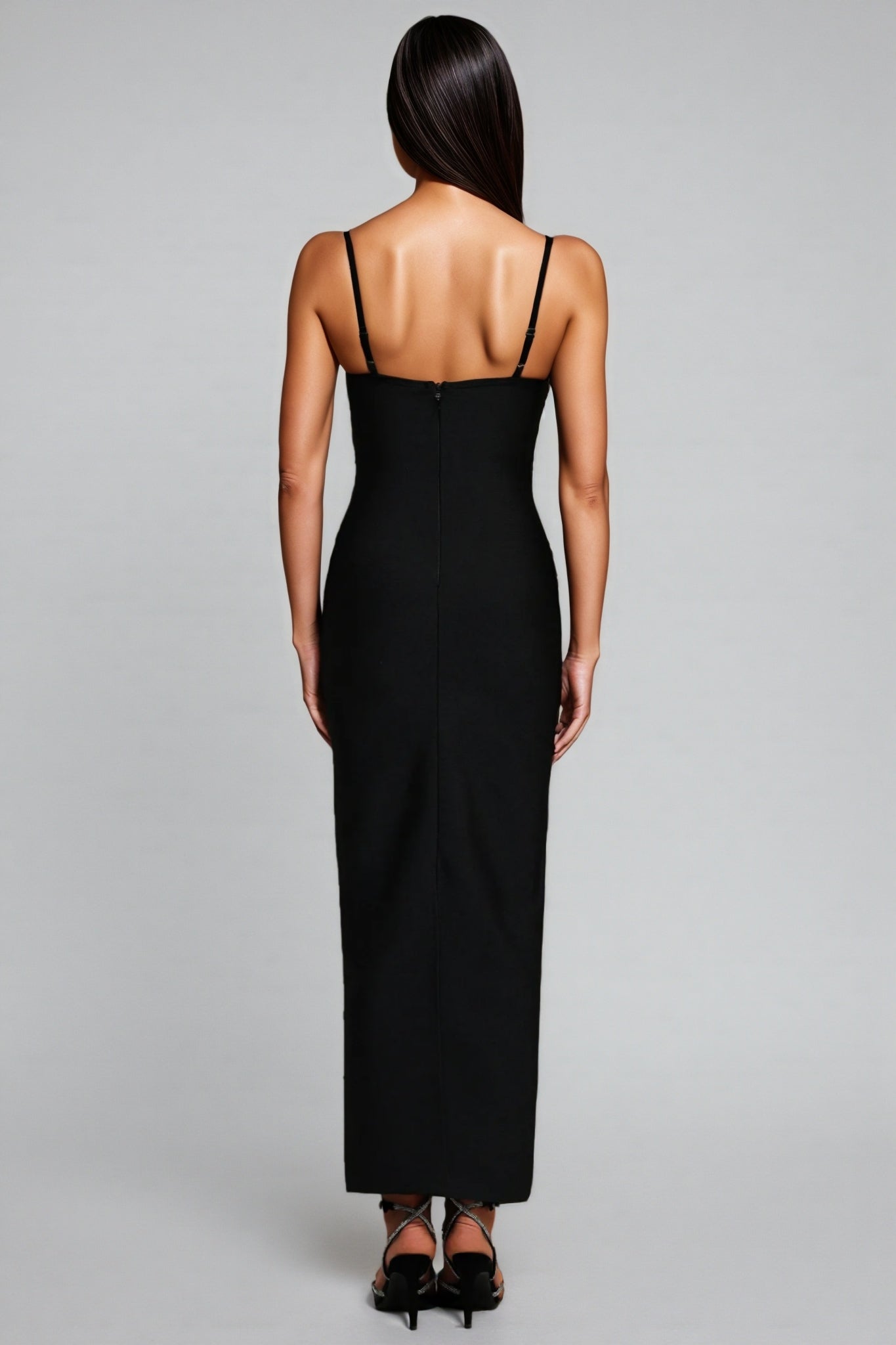 Geyren Sleeveless Diamond V-Neck Bandage Maxi Dress - View 5