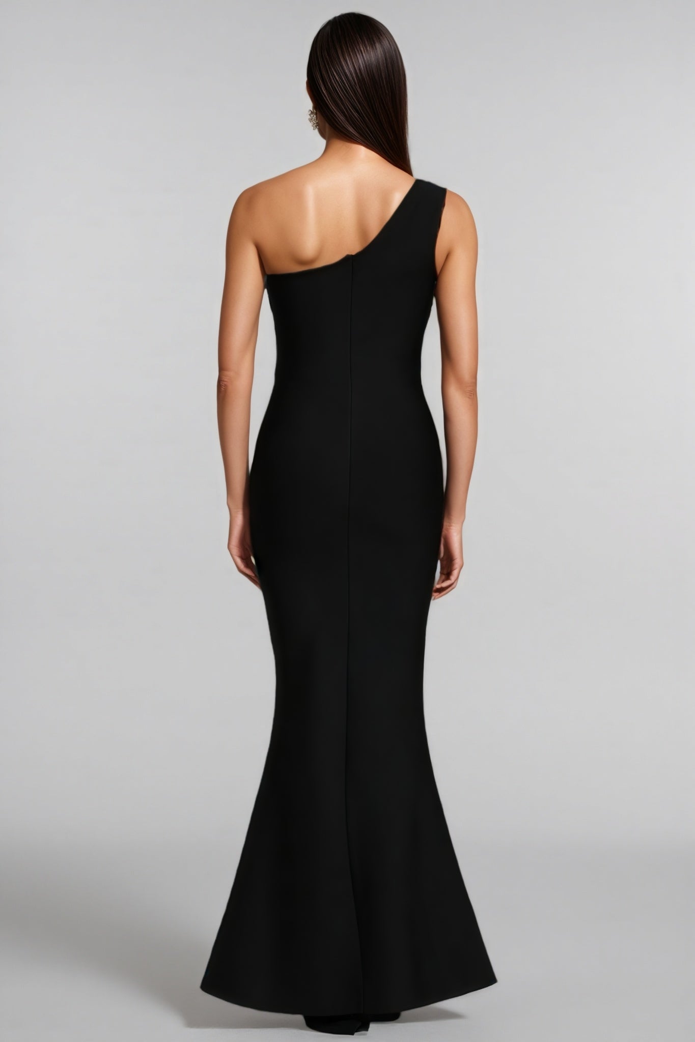 Beaded One Shoulder Sleeveless Column Maxi Gown