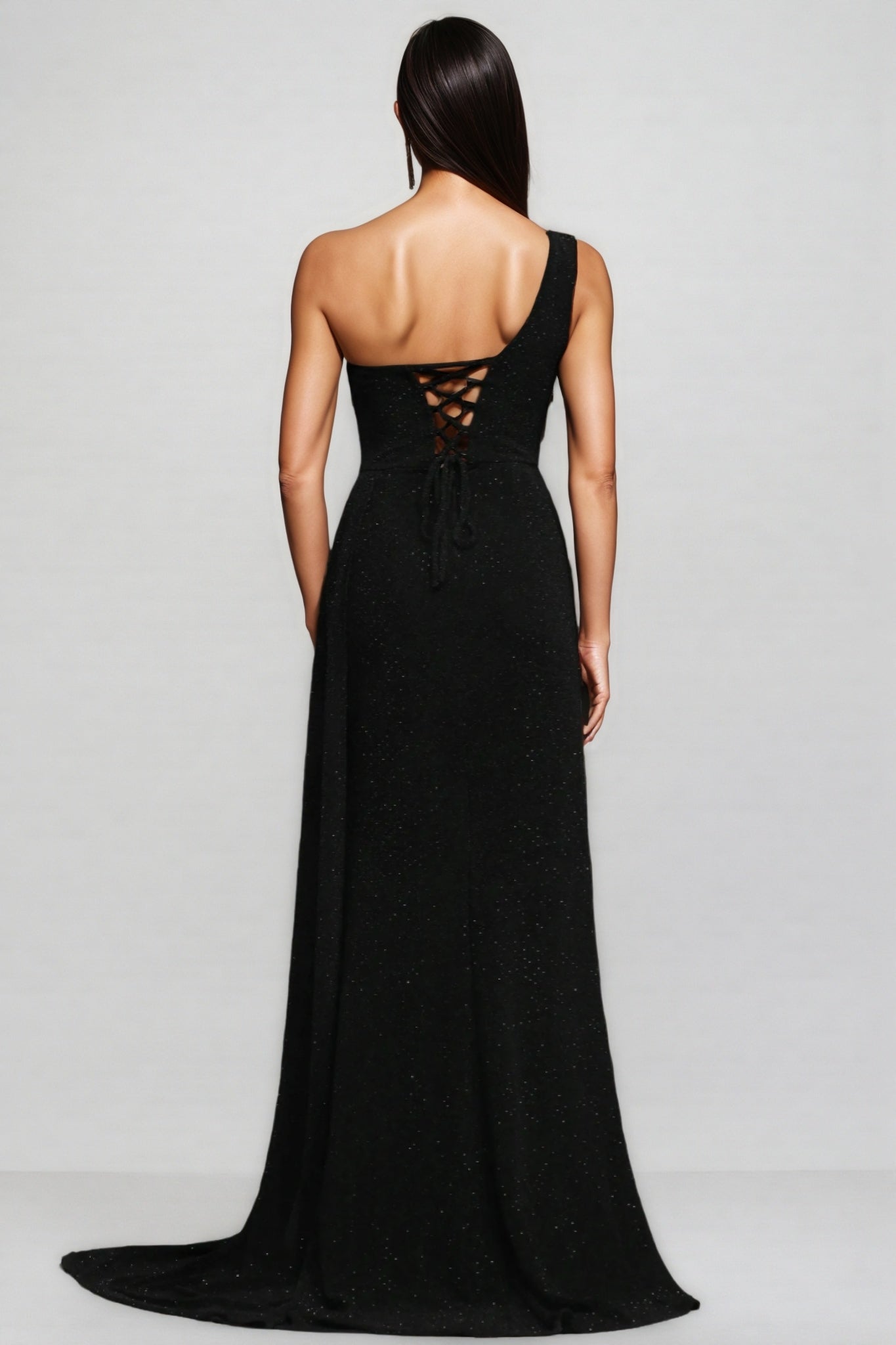 Hryonth One Shoulder Diamond Slit Maxi Dress - View 3