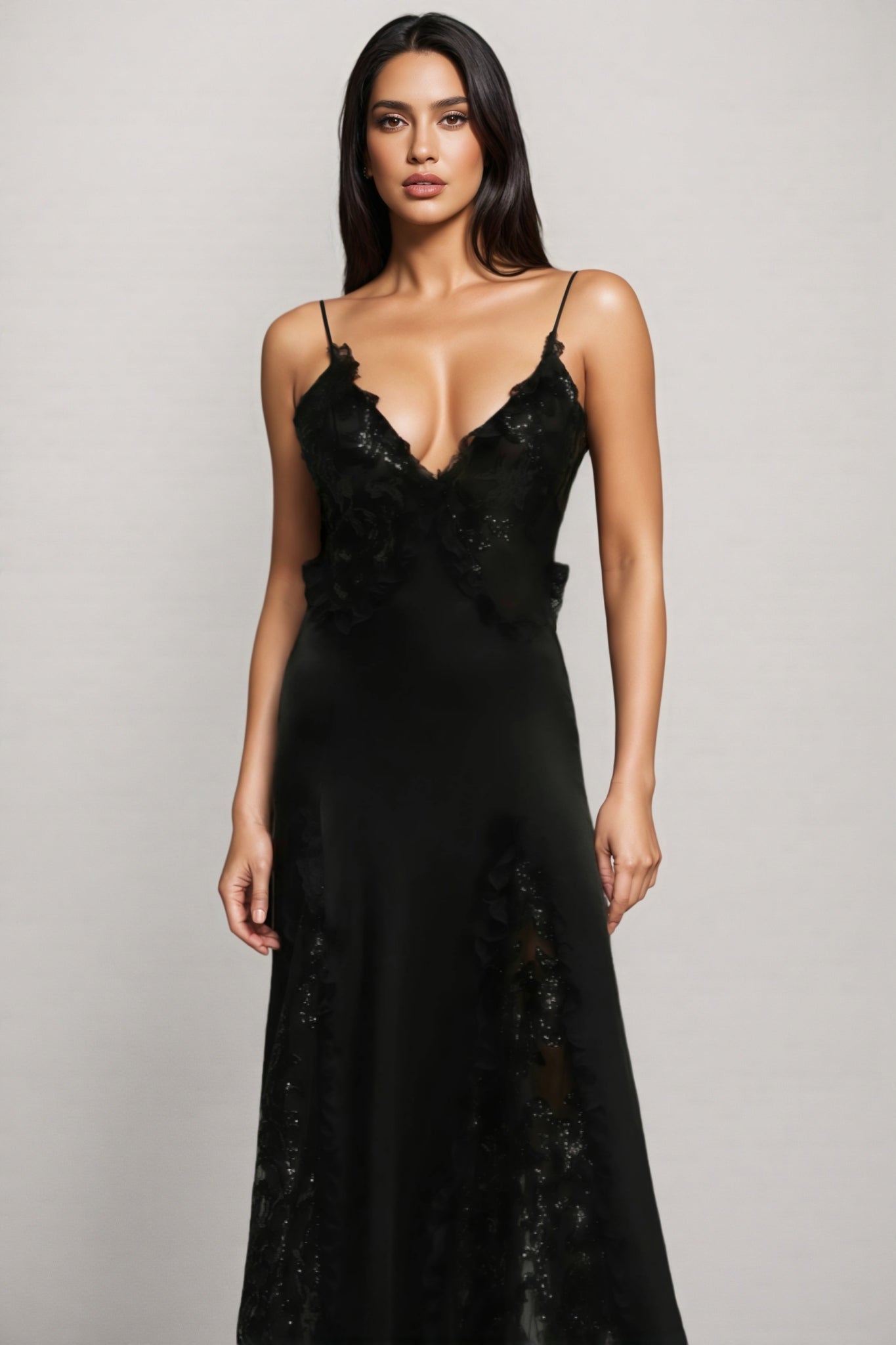 Vali Sleeveless V Neck Lace Maxi Dress - View 3