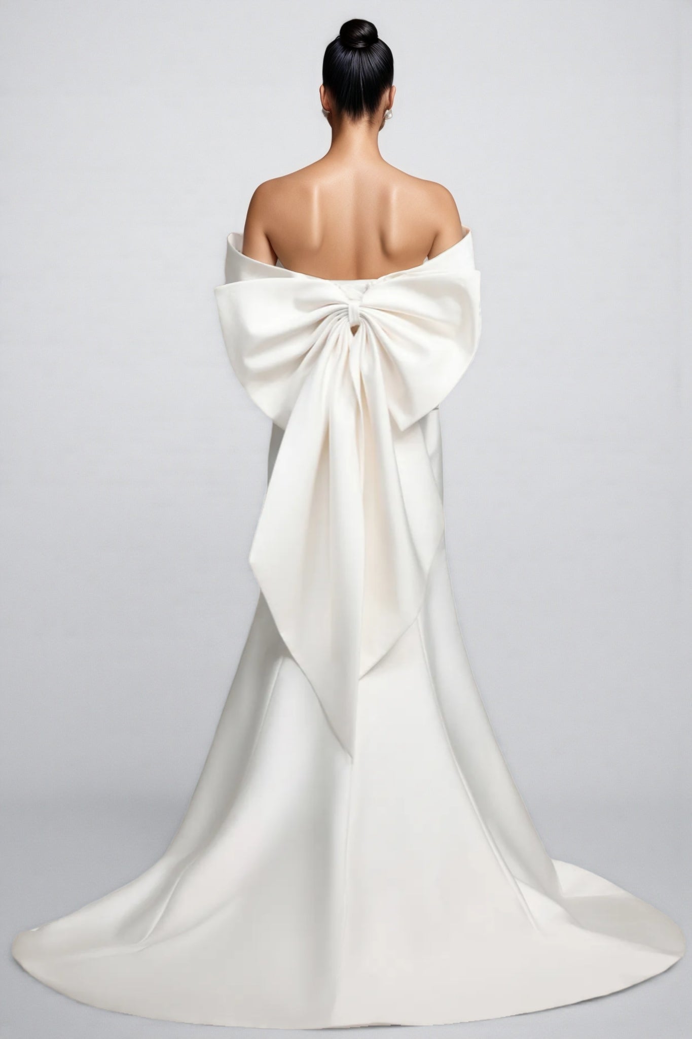 Huresa Slimming bow Fishtail Wedding Maxi Dress
