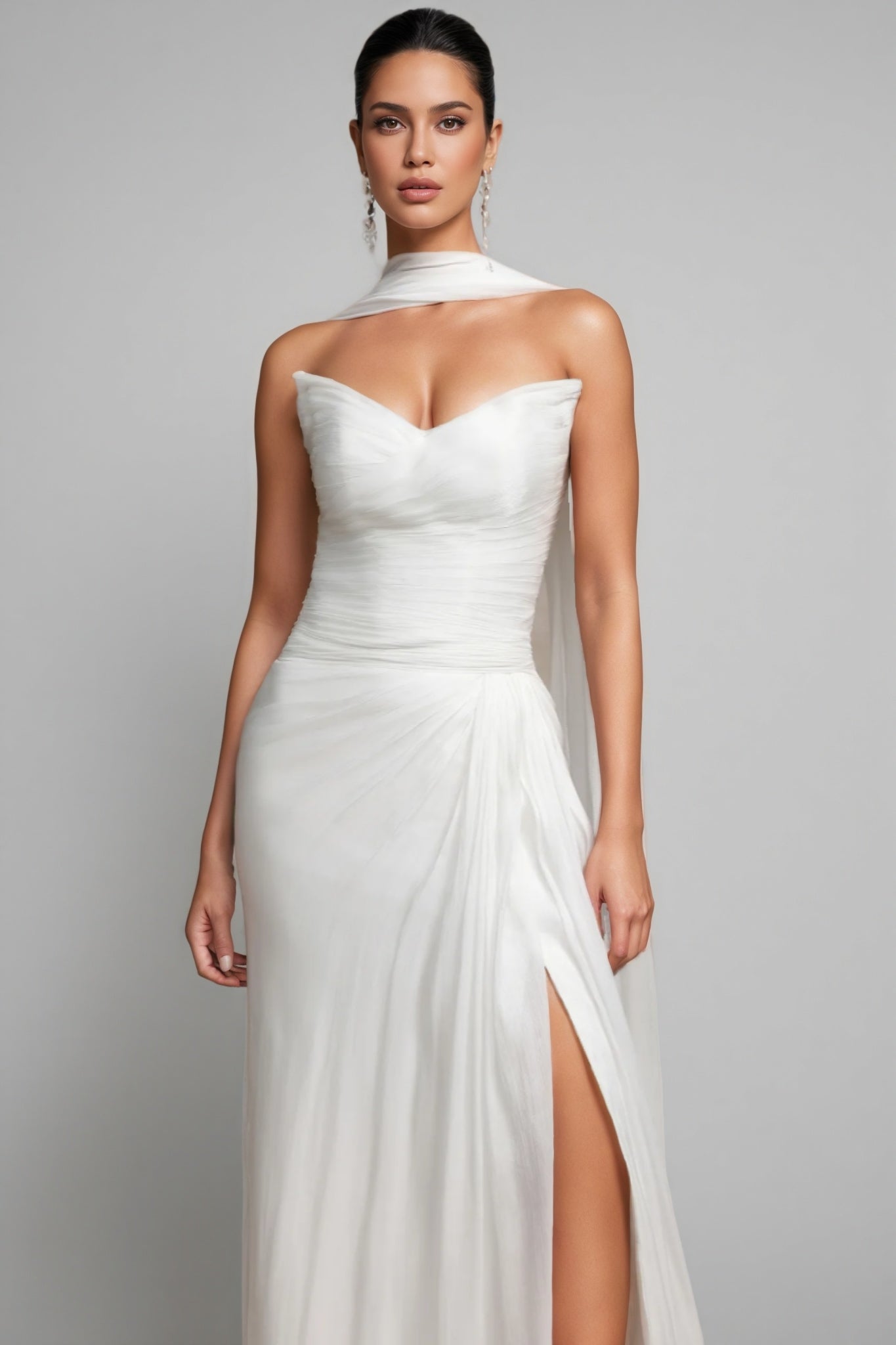 Rafik Pleated Strapless Wedding Maxi Dress - View 2