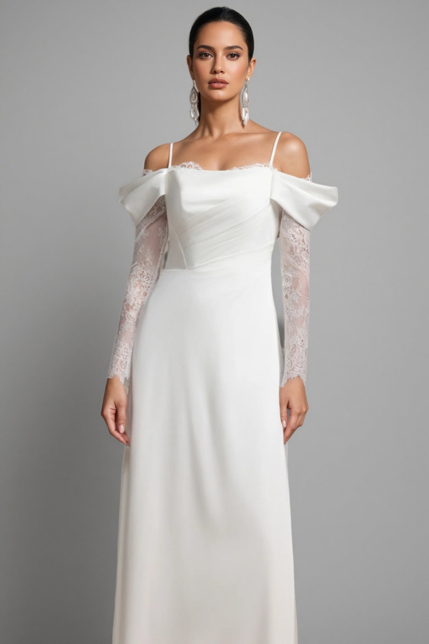 Verdad Off-The-Shoulder Lace Slit Maxi Dress - View 4