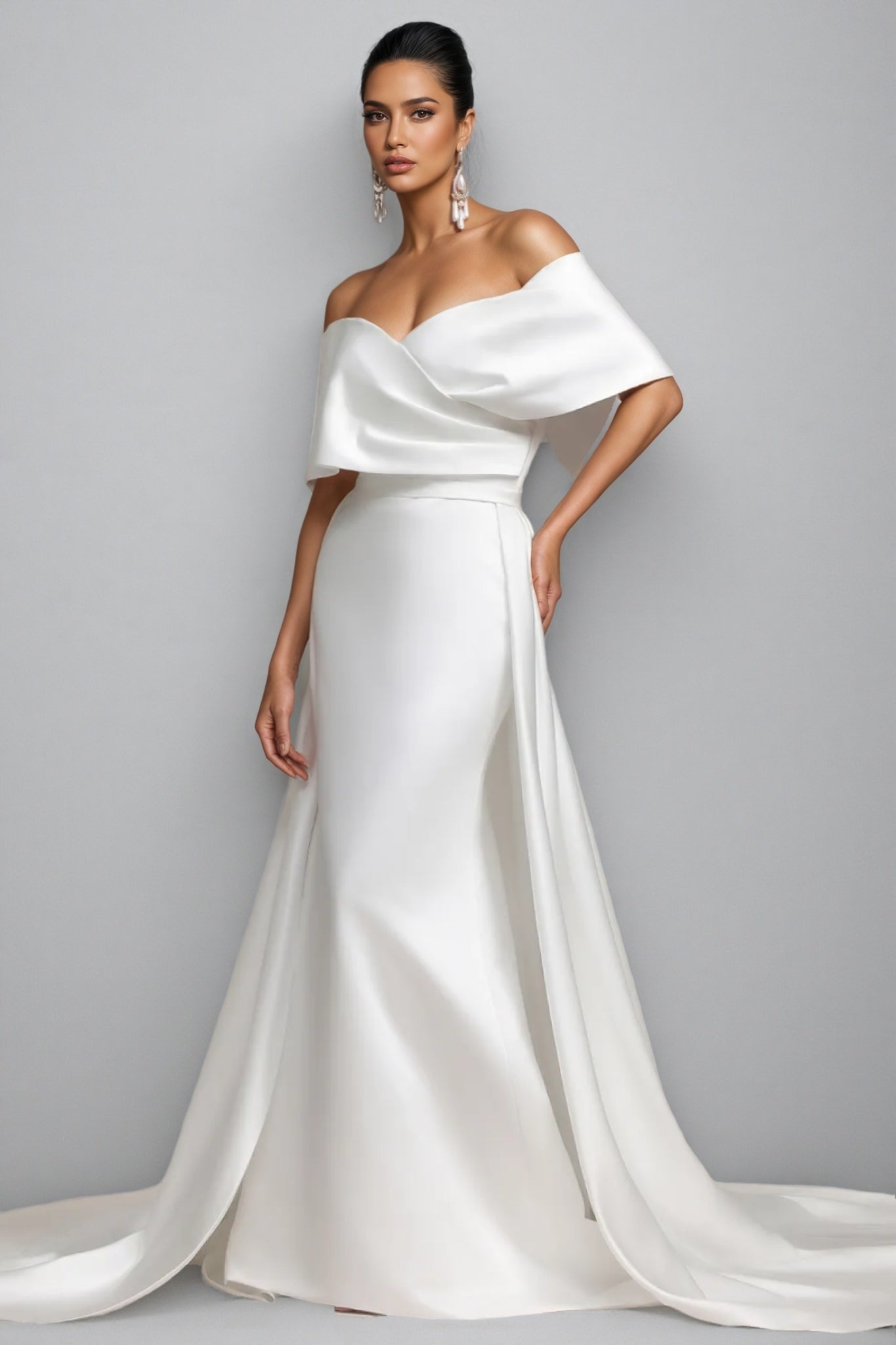 Euen Off Shoulder Fish Tail Wedding Maxi Dress - View 3