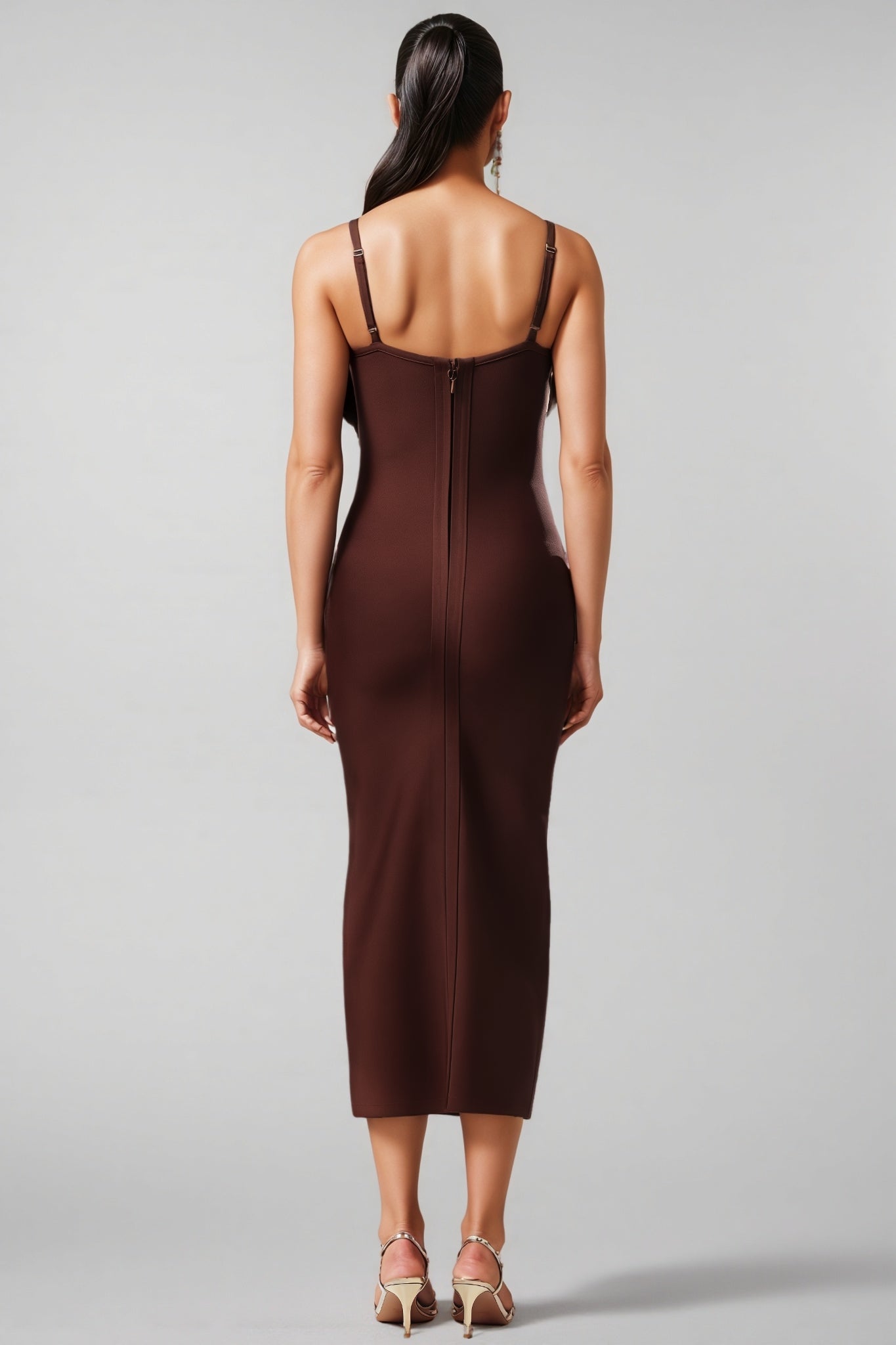 V-Neck Bandage 3D Floral Midi Dress - View 4