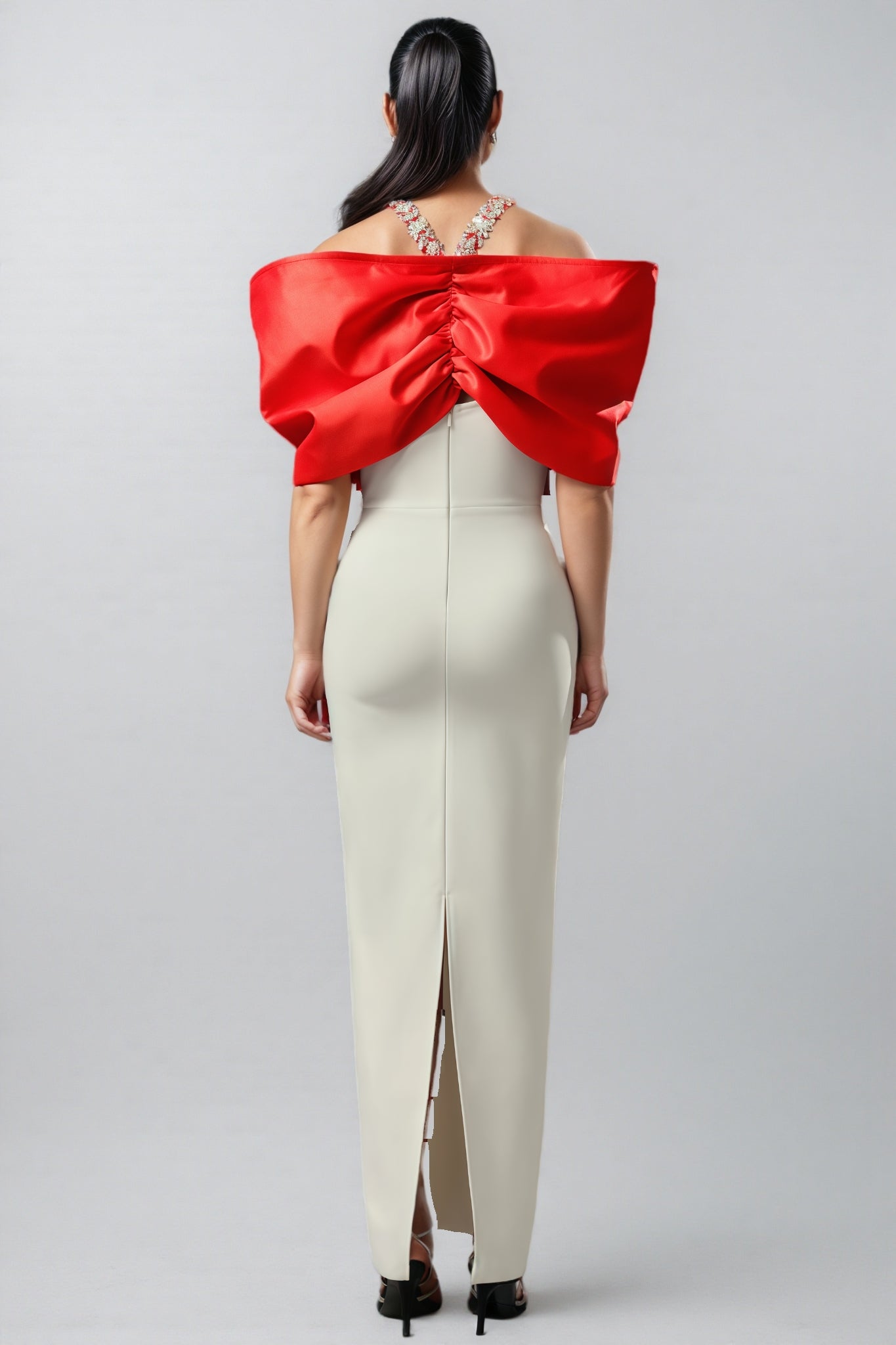 Yetta Halter Diamond Bow Bandage Maxi Dress - View 3