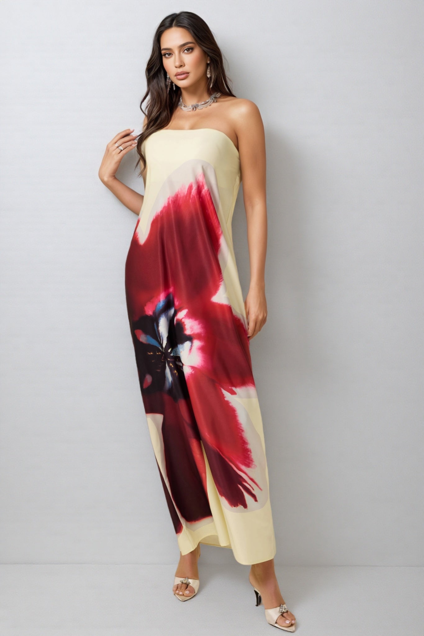 Patric Floral Satin Off-Shoulder Maxi Dress - View 4