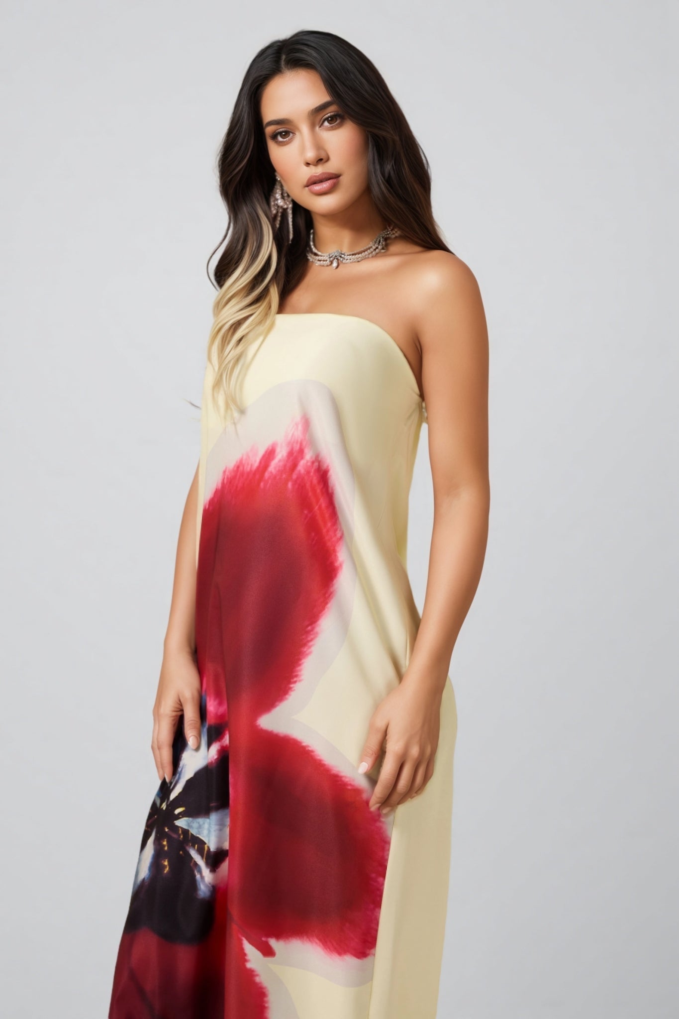 Patric Floral Satin Off-Shoulder Maxi Dress - View 2