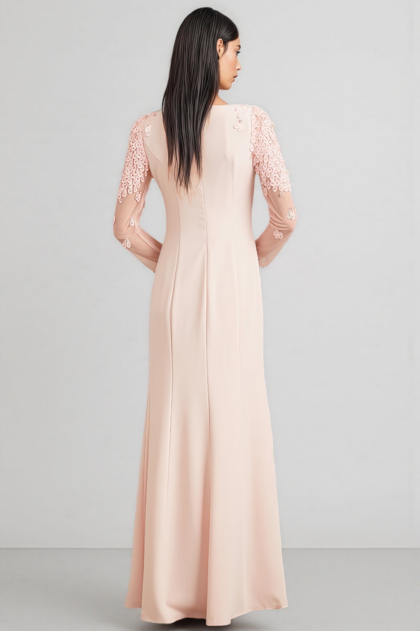 Odaly Pink Mesh Sleeve Sequin Maxi Dress - View 4