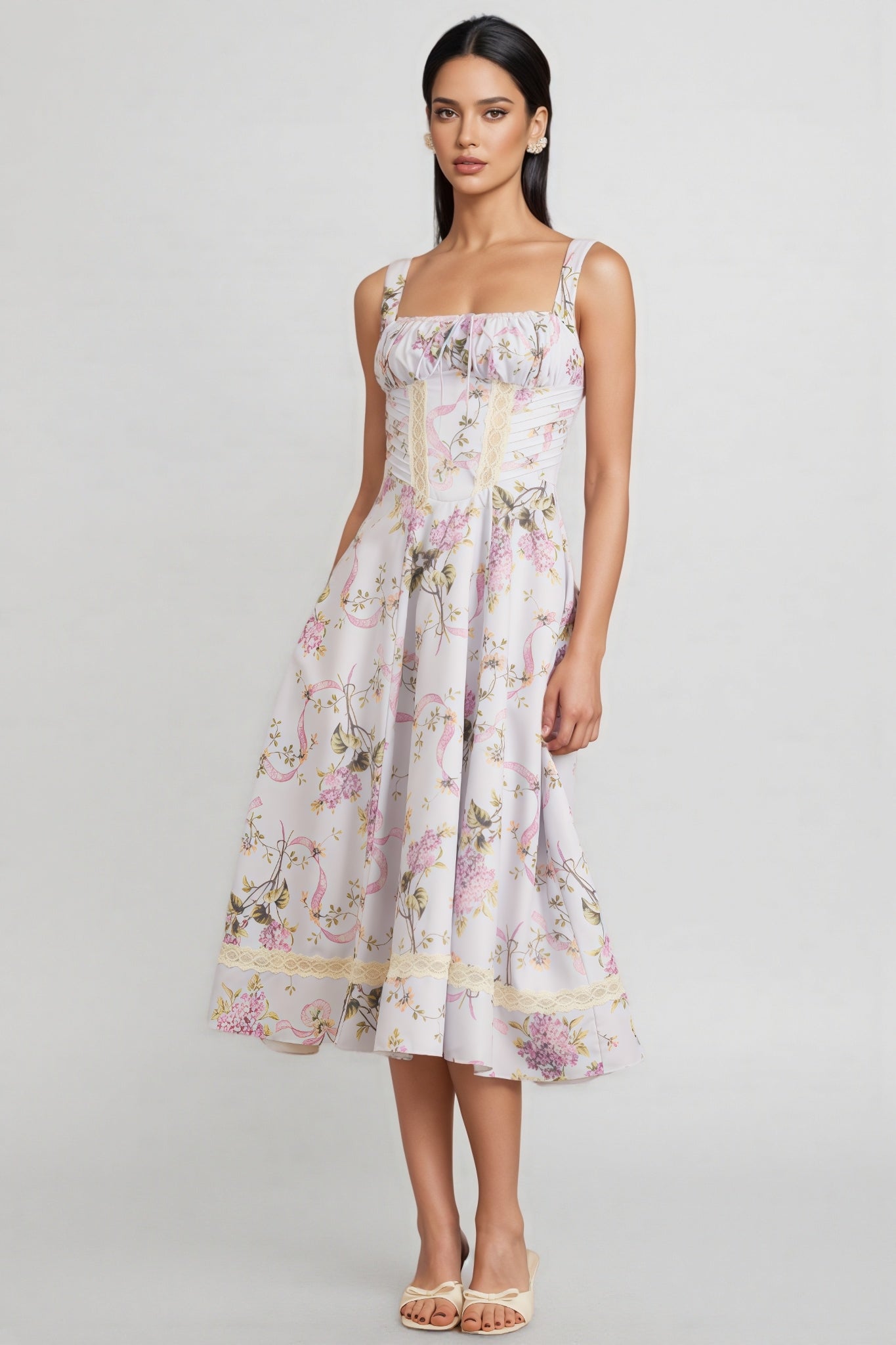 Zarlt Lace Up Backless Midi Dress - View 3