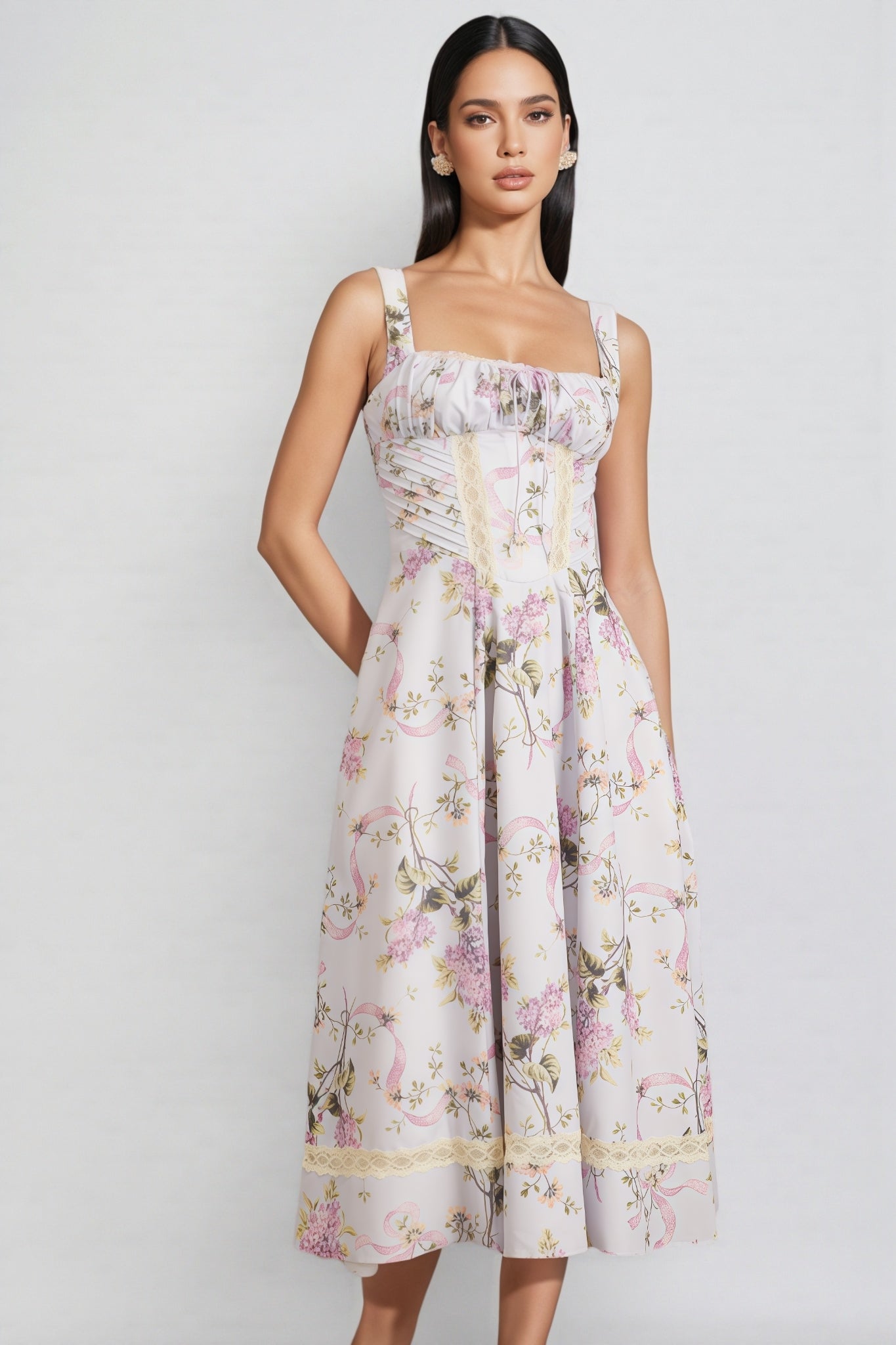 Zarlt Lace Up Backless Midi Dress - View 4
