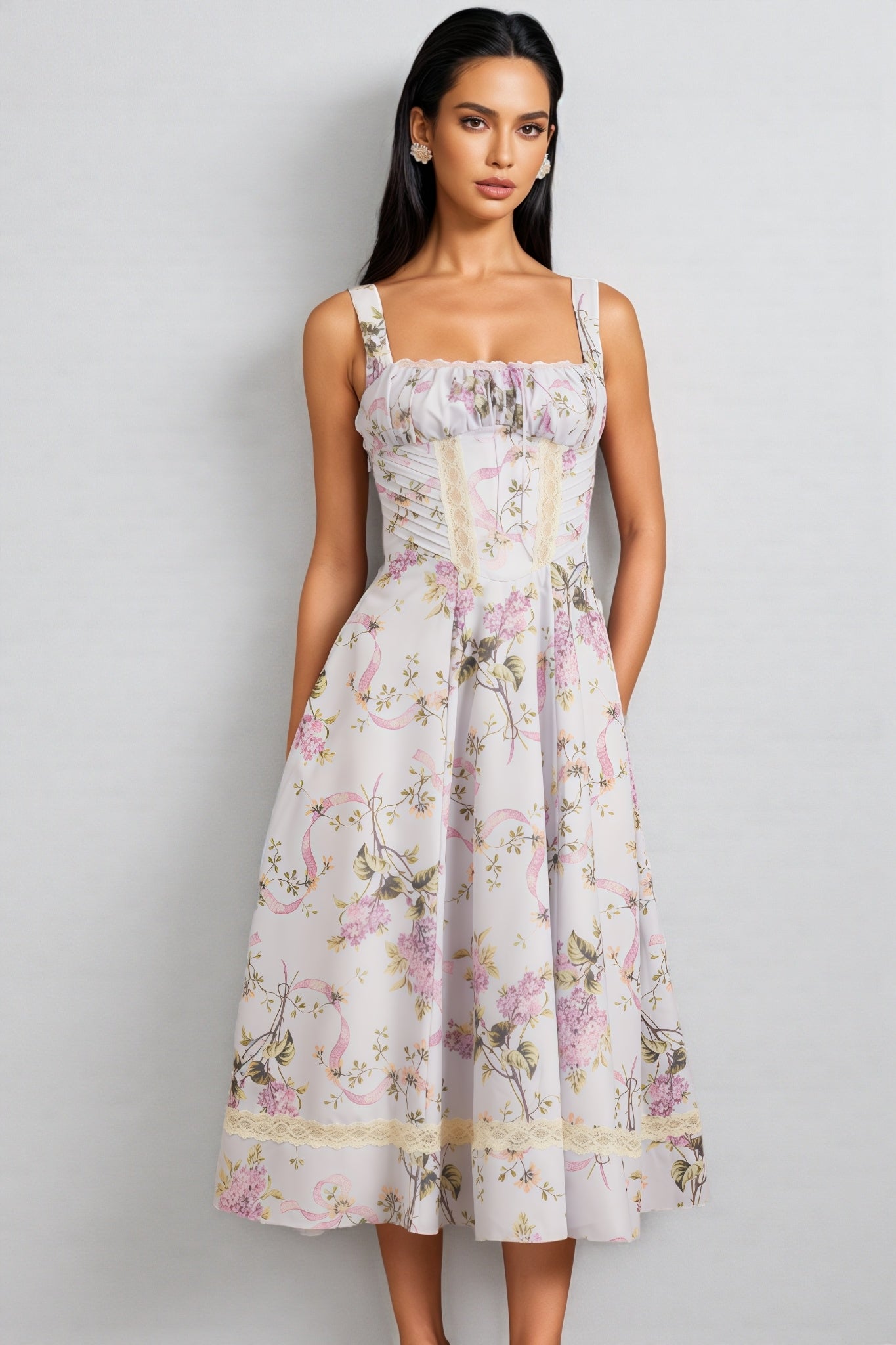 Zarlt Lace Up Backless Midi Dress - View 5