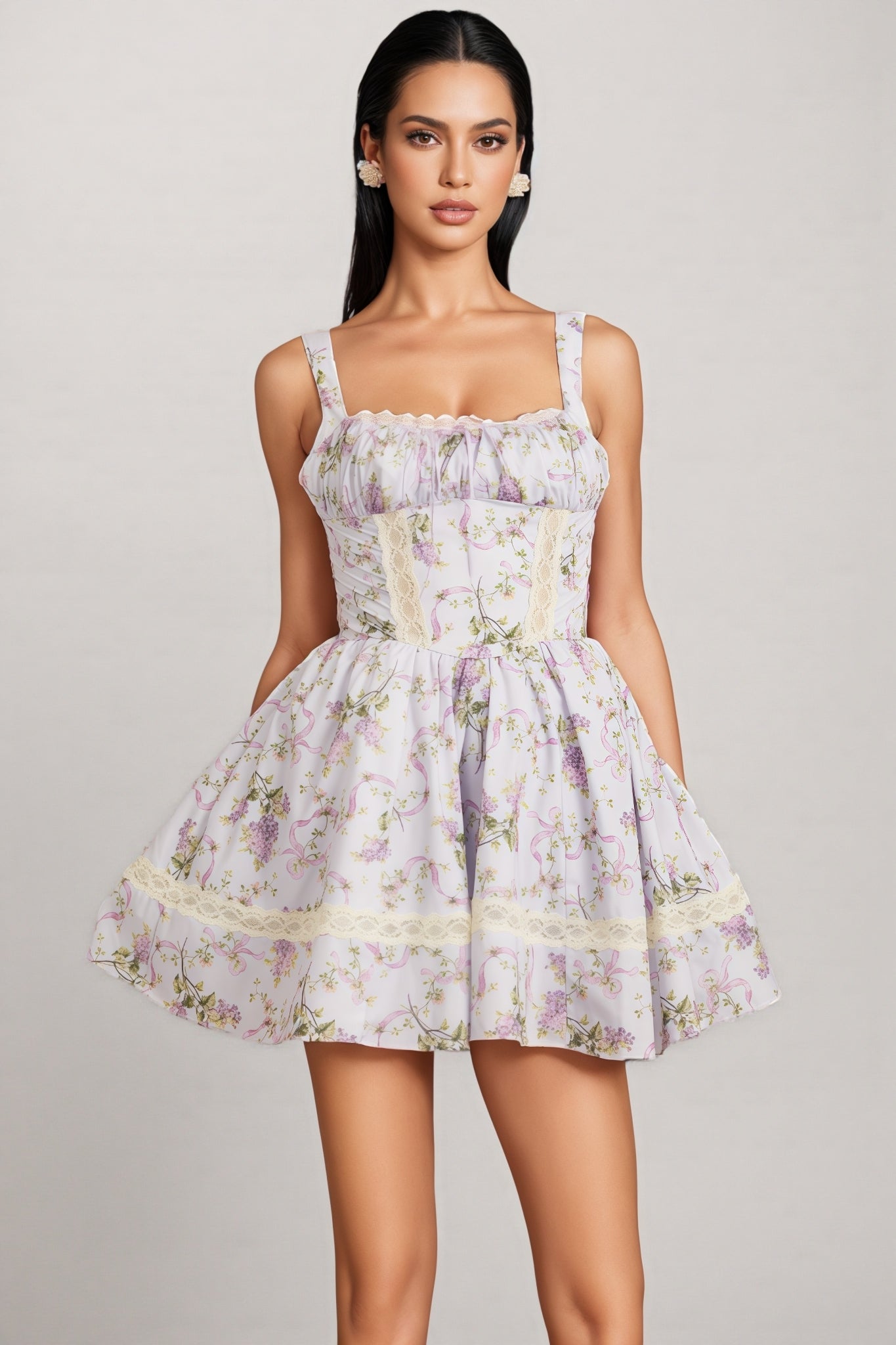 Signe Lace Tie Puff Mini Dress - View 2