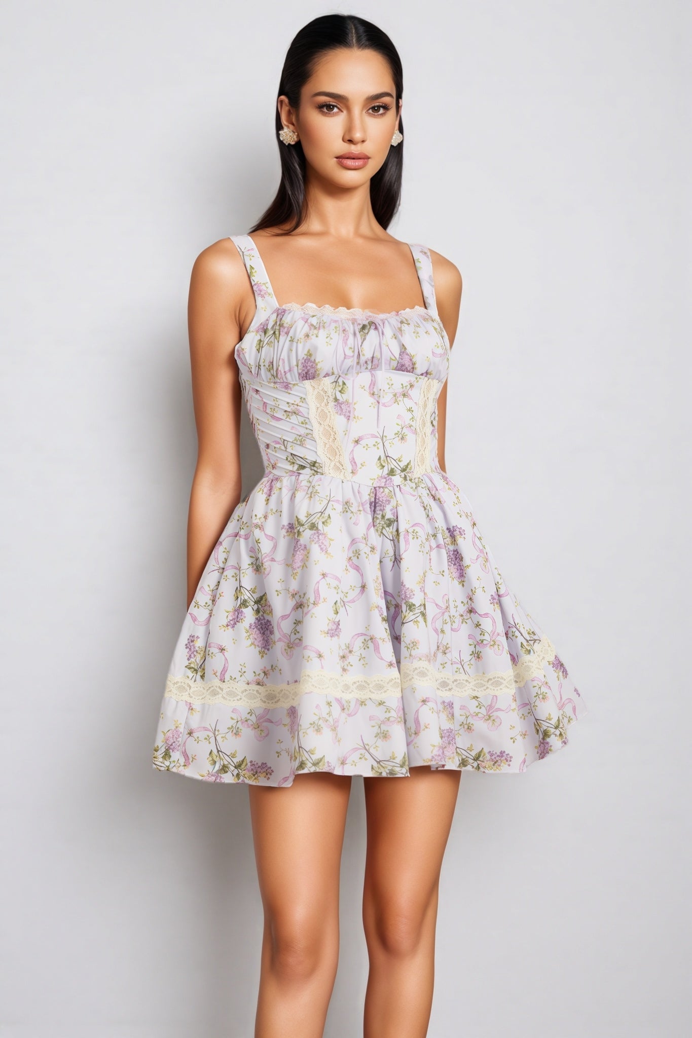 Signe Lace Tie Puff Mini Dress - View 5