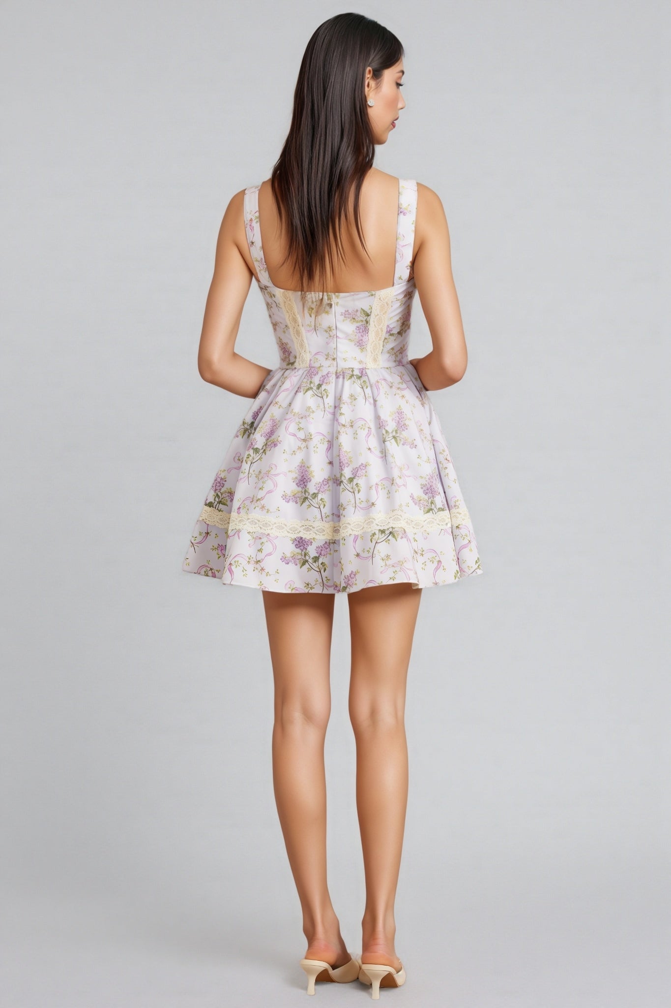 Signe Lace Tie Puff Mini Dress - View 6
