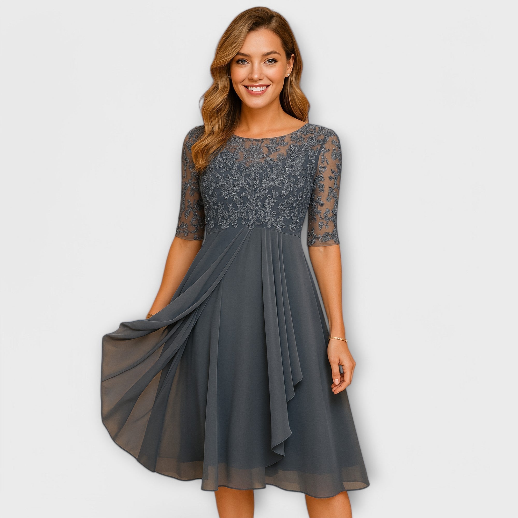 Esmée | Stylish Midi Dress Grey