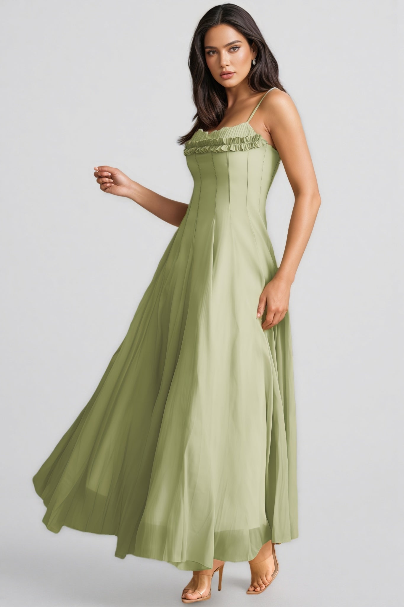 Martina Ruffled Trim Corset Bodice Maxi Dress - View 4