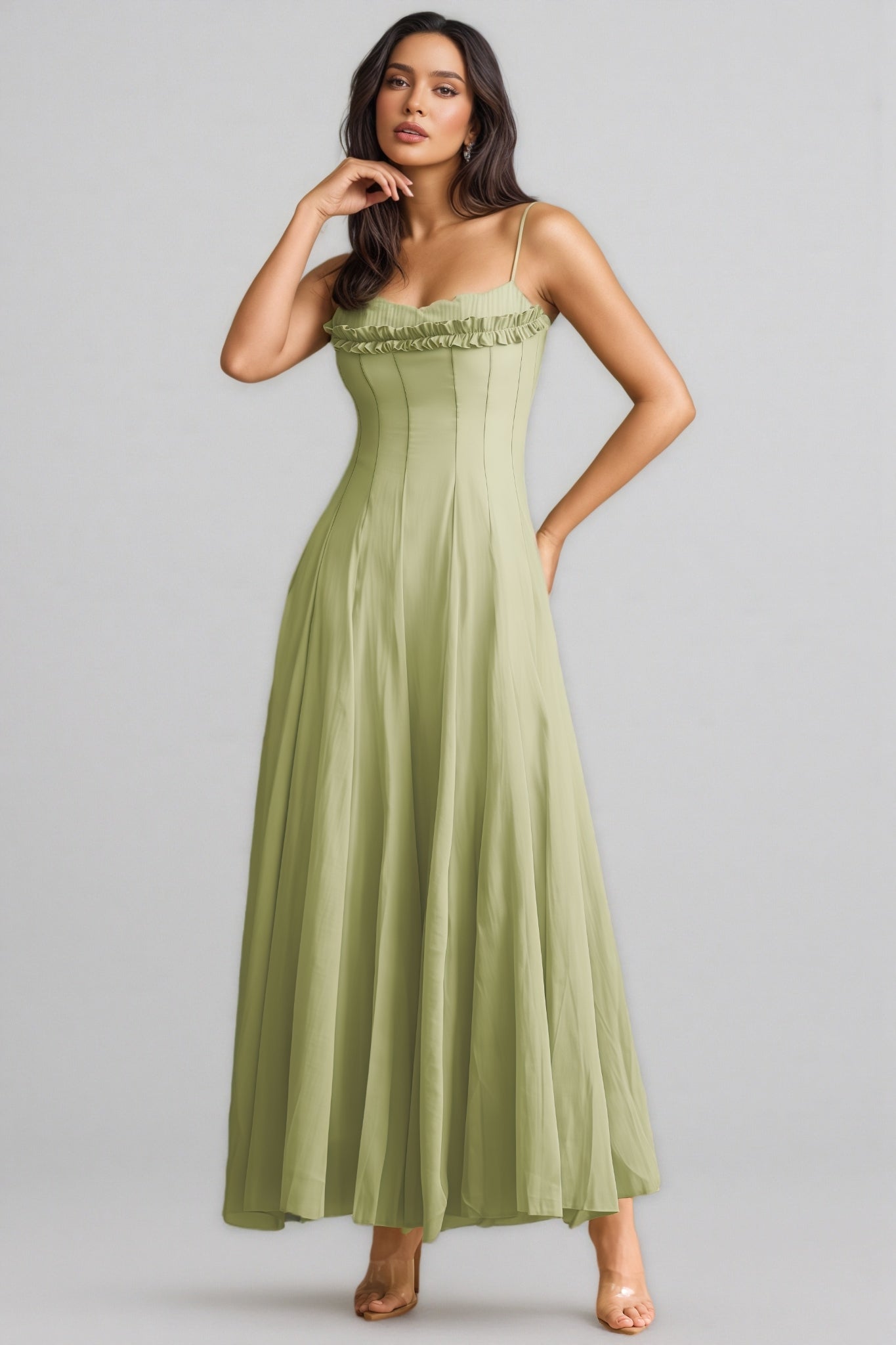 Martina Ruffled Trim Corset Bodice Maxi Dress - View 2