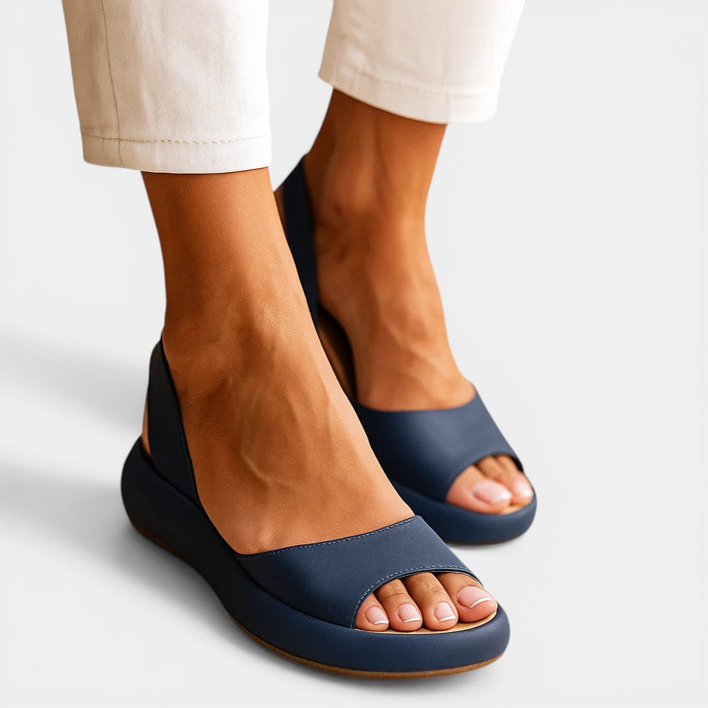 Open Toe Slingback Platform Wedge Sandals