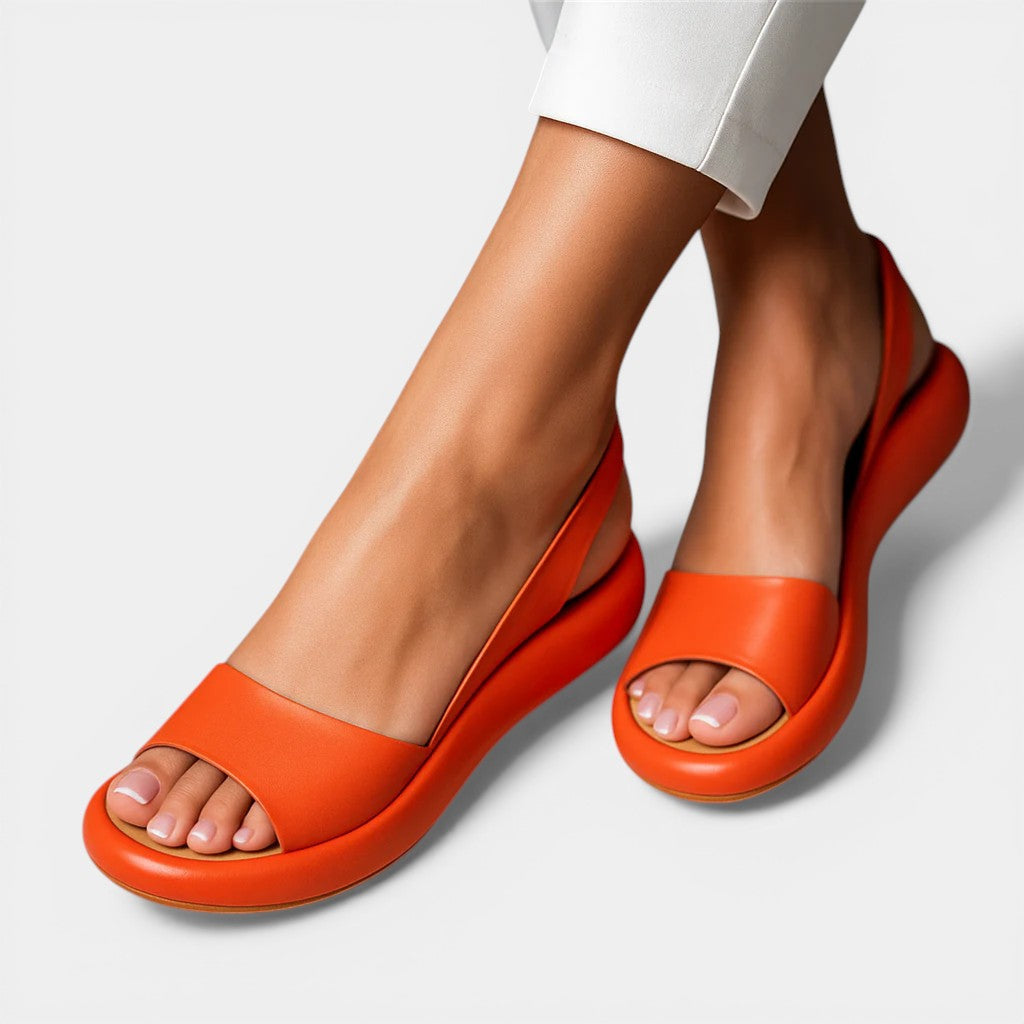 Open Toe Slingback Platform Wedge Sandals