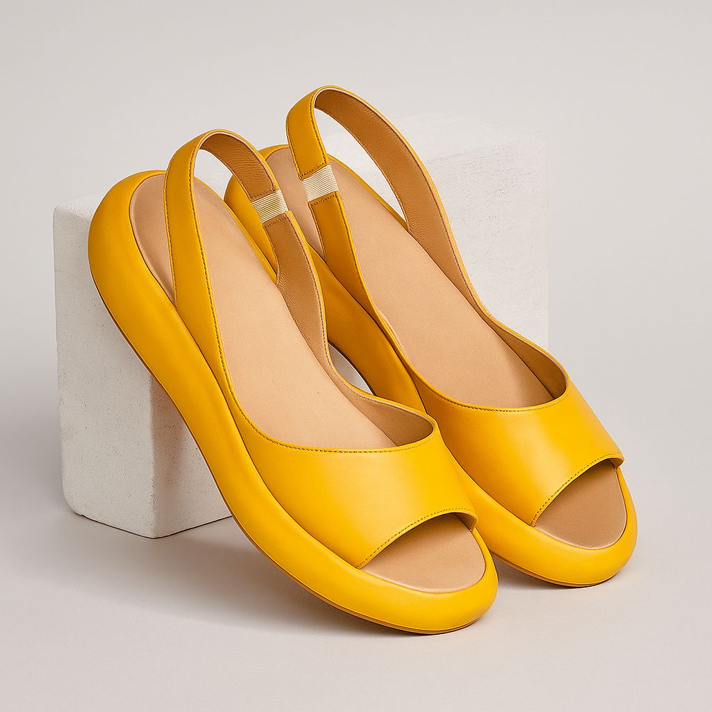 Open Toe Slingback Padded Low Wedge Sandals