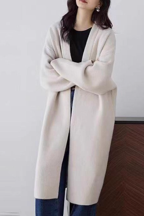 Slouchy Knit Oversized Thick KneeLength Overcoat