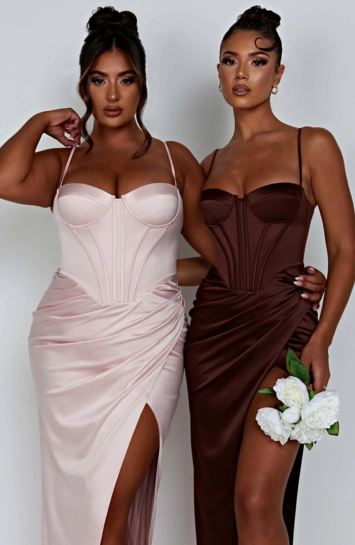 Satin Corset Bustier Cami Strap Wrap High Split Maxi Dress 19