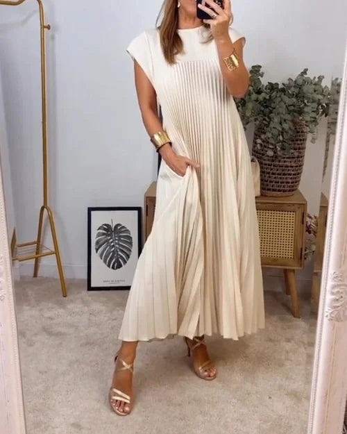 Ambra Boutique Plain Pleated Dress Designer Edit