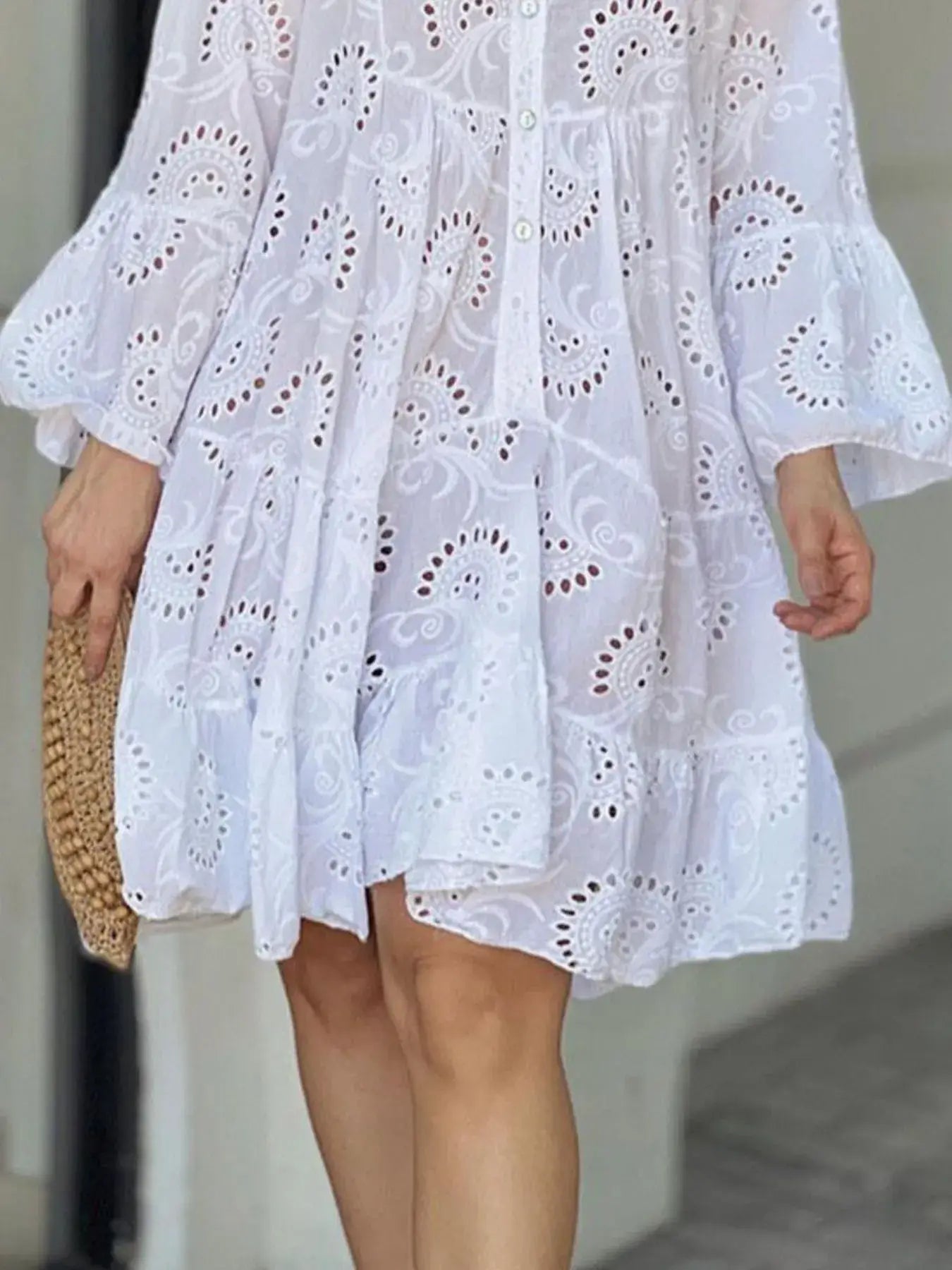 Full Size Eyelet Ruffled Hem Tiered Dress Plus Size